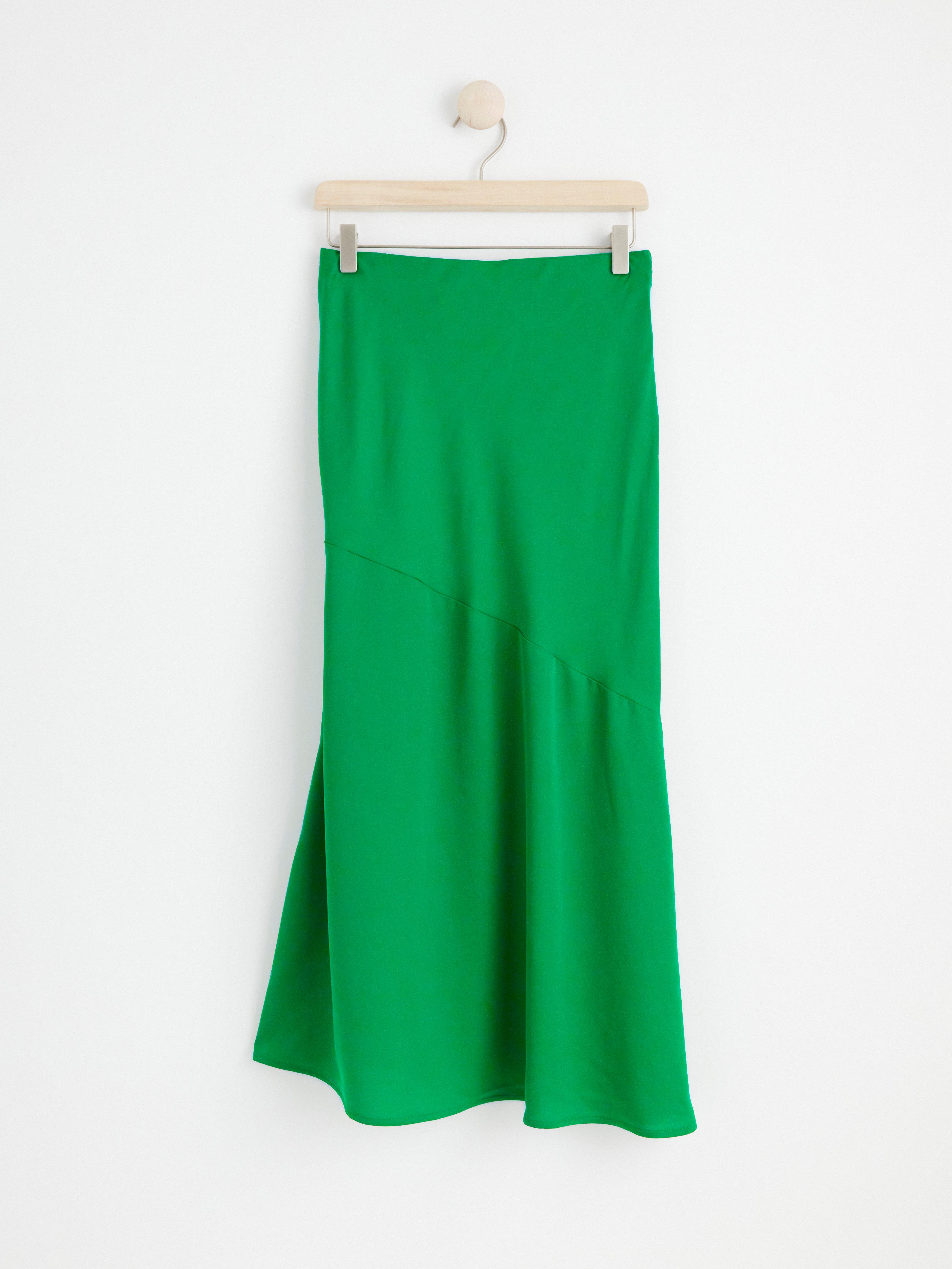 Satin skirt with tie detail Green