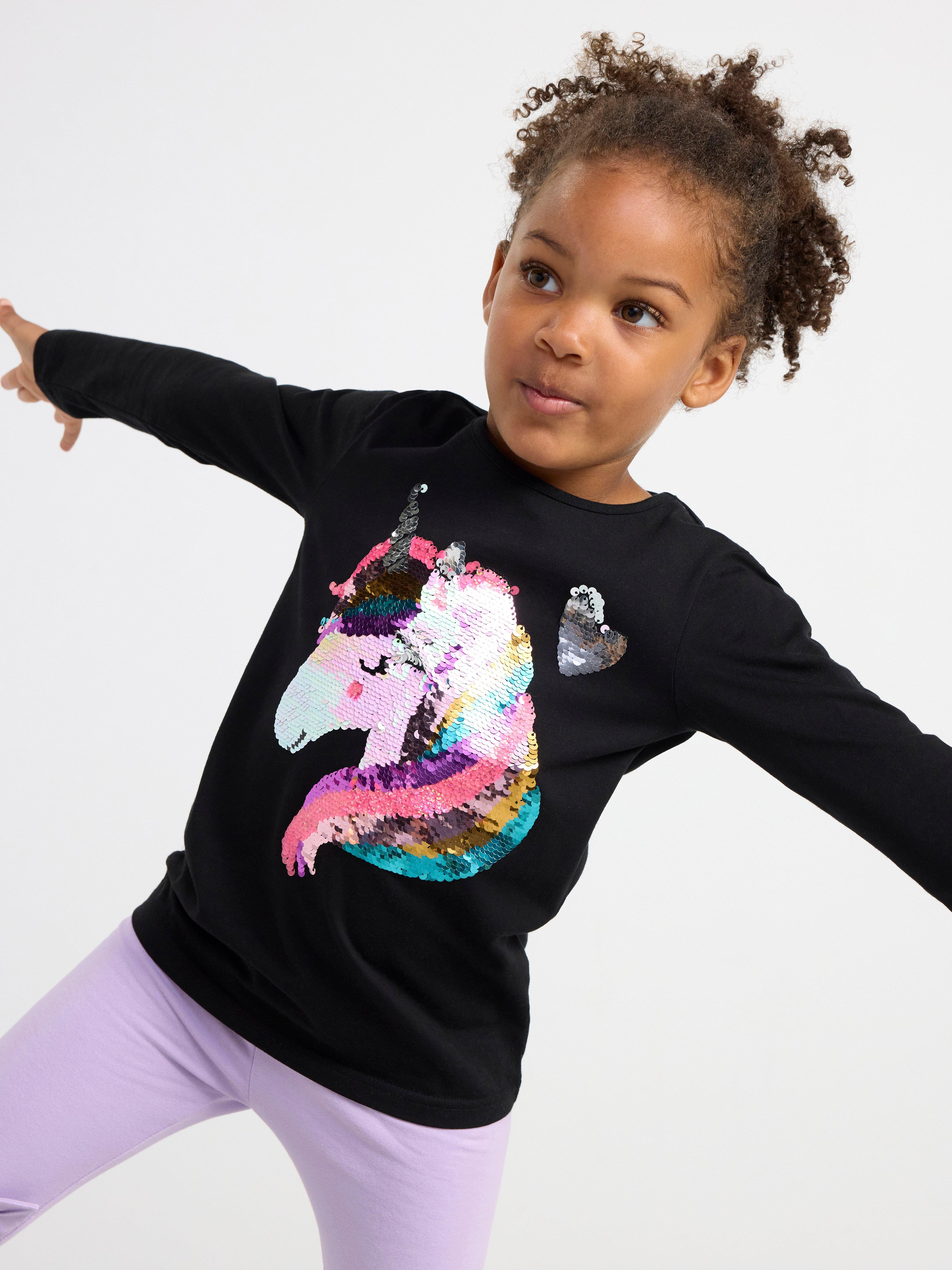 Long sleeve top with reversible sequins Black