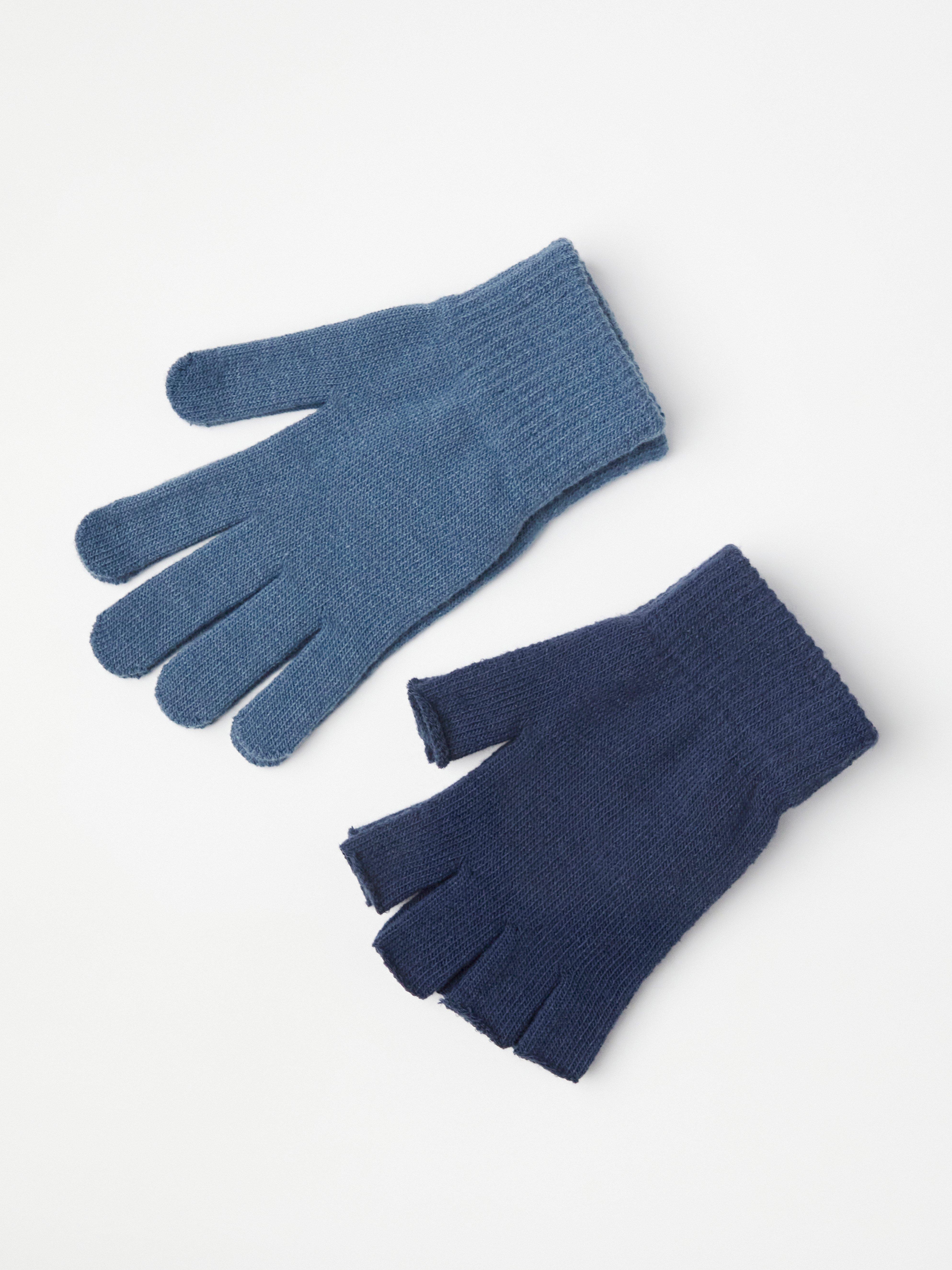 Double fine-knit gloves with touch function Dark Dusty Blue