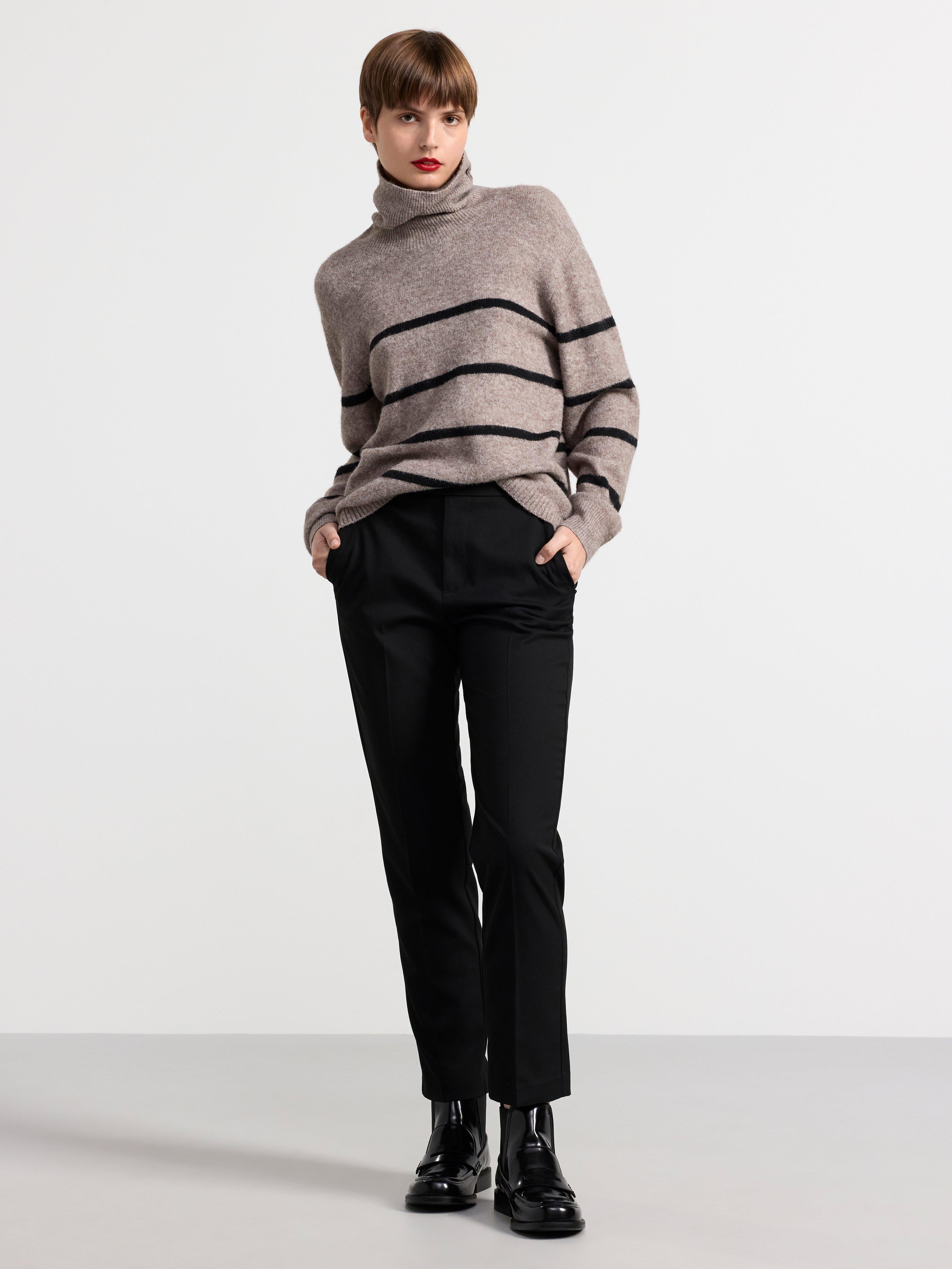 Knitted jumper with stripes Brown melange