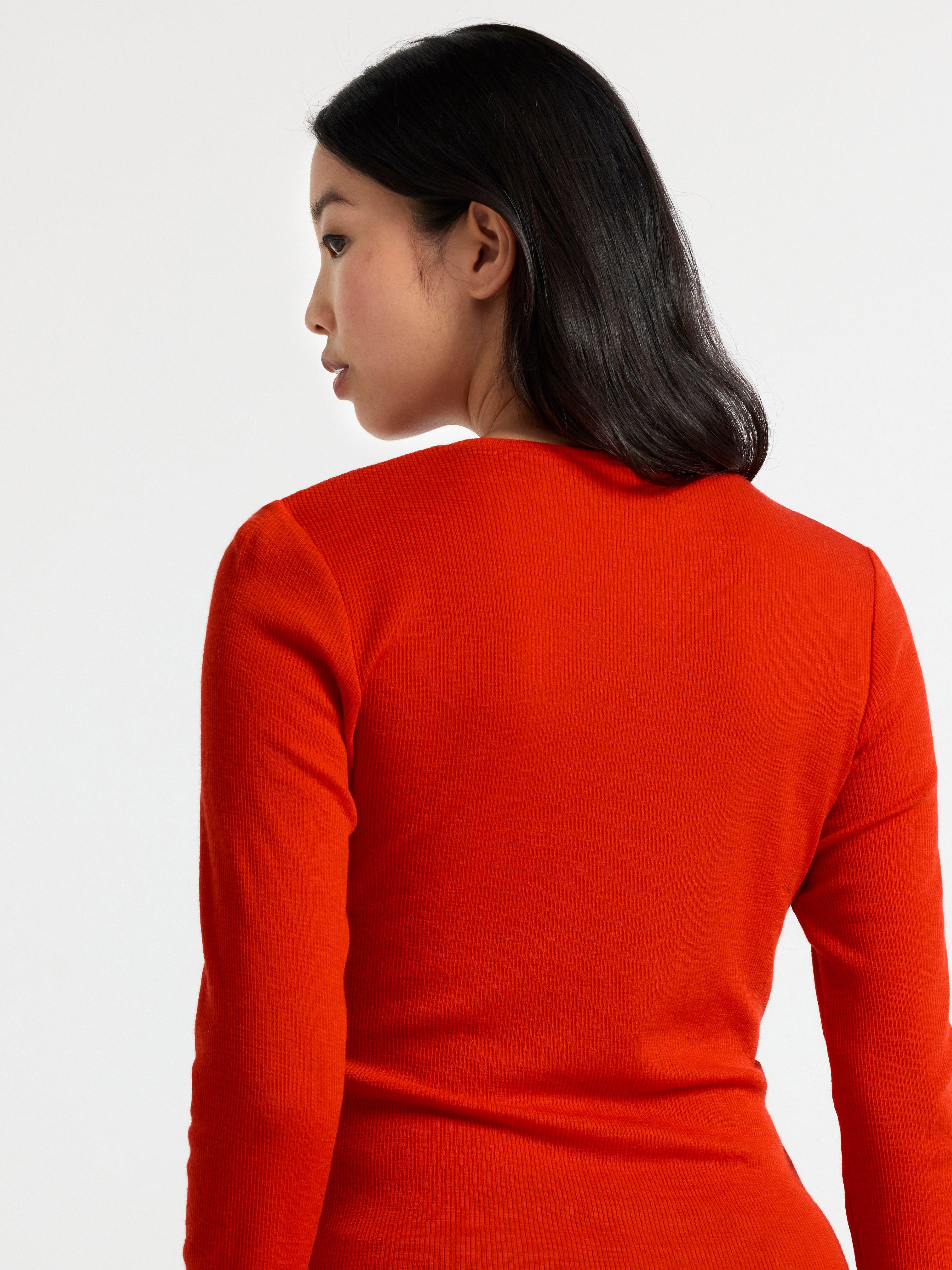 Ribbed top in merino wool Red