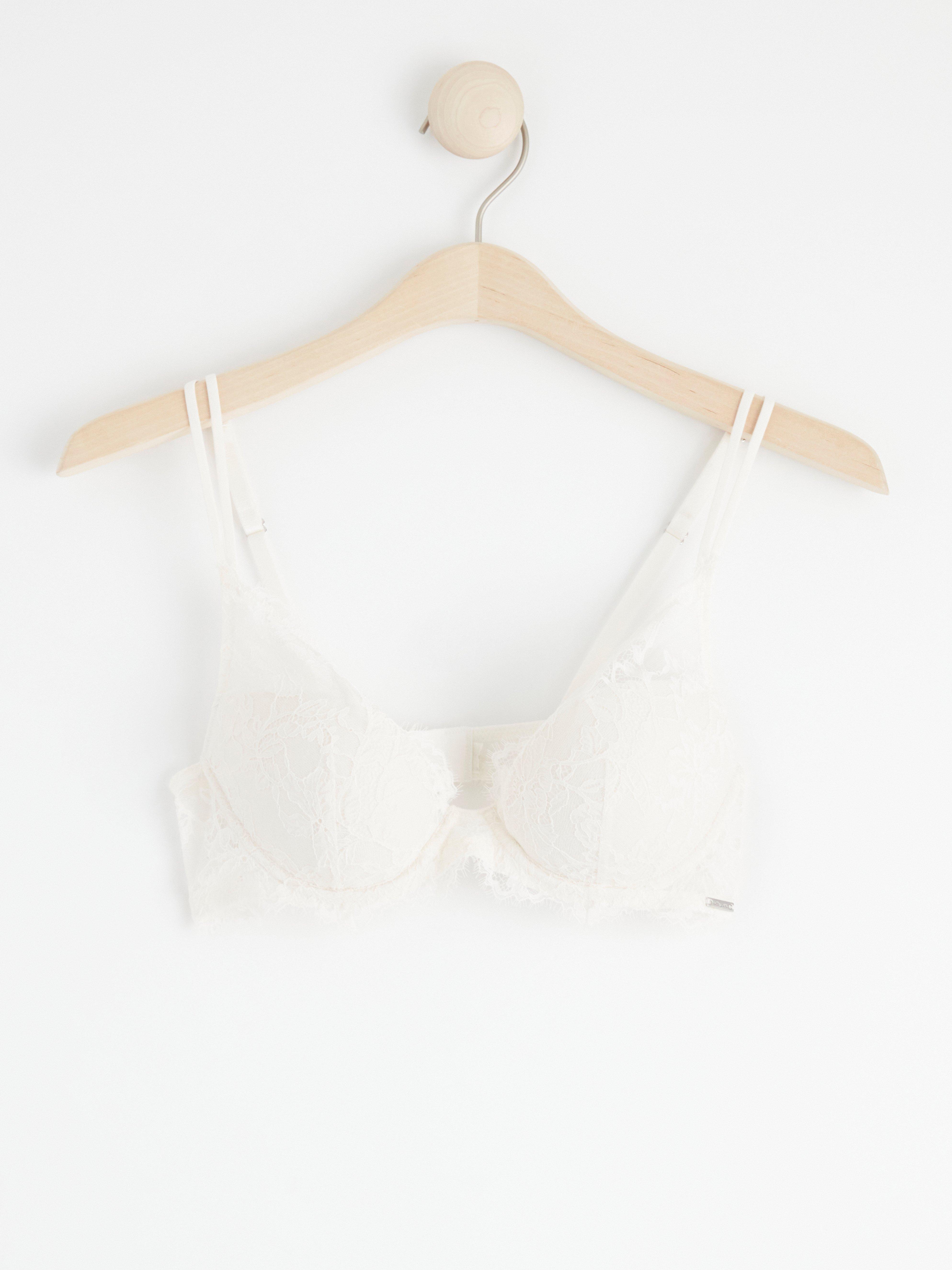 Peony push-up bra with lace Light White