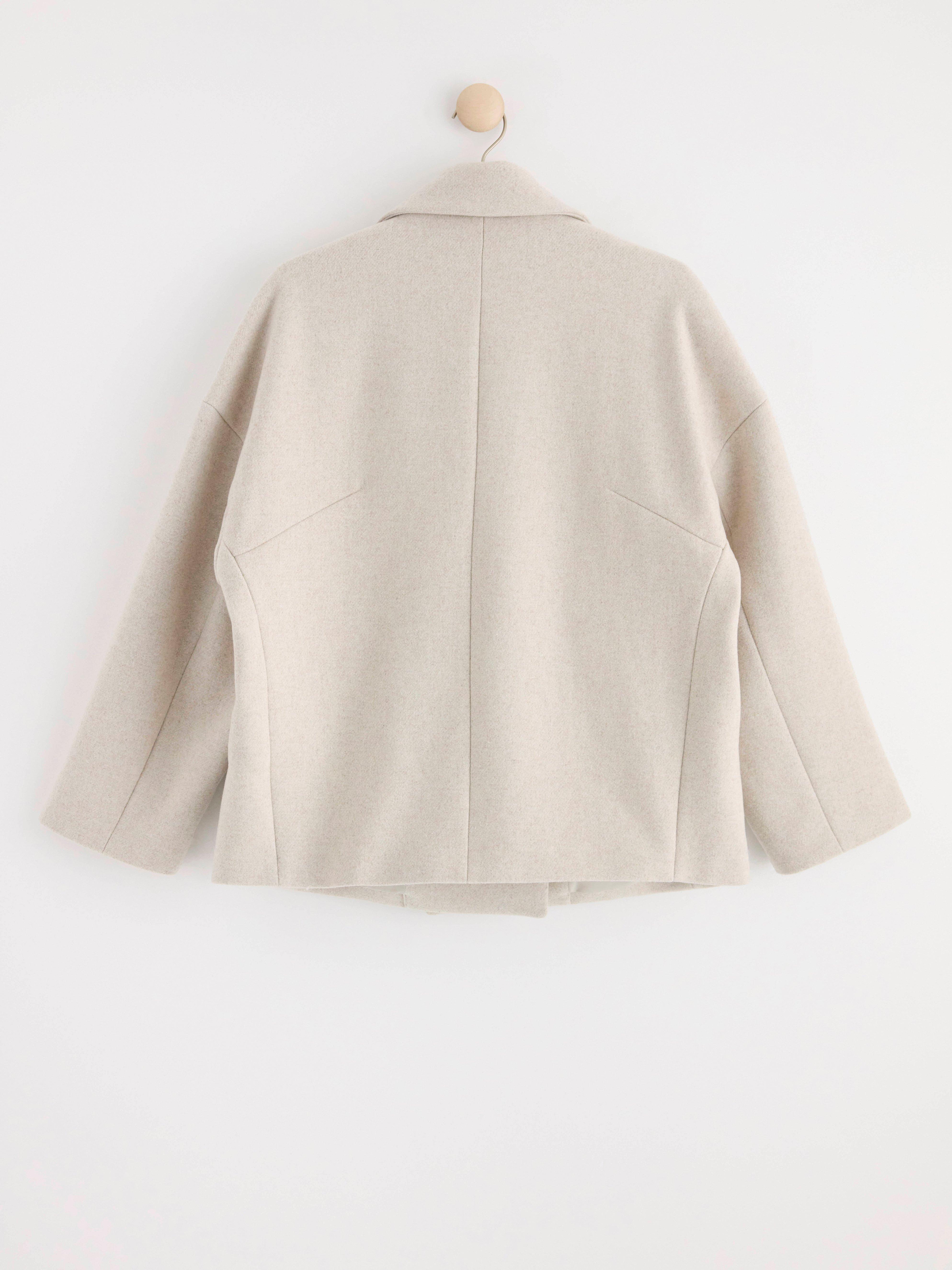 Jacket in wool blend with double button closure Light Beige Melange