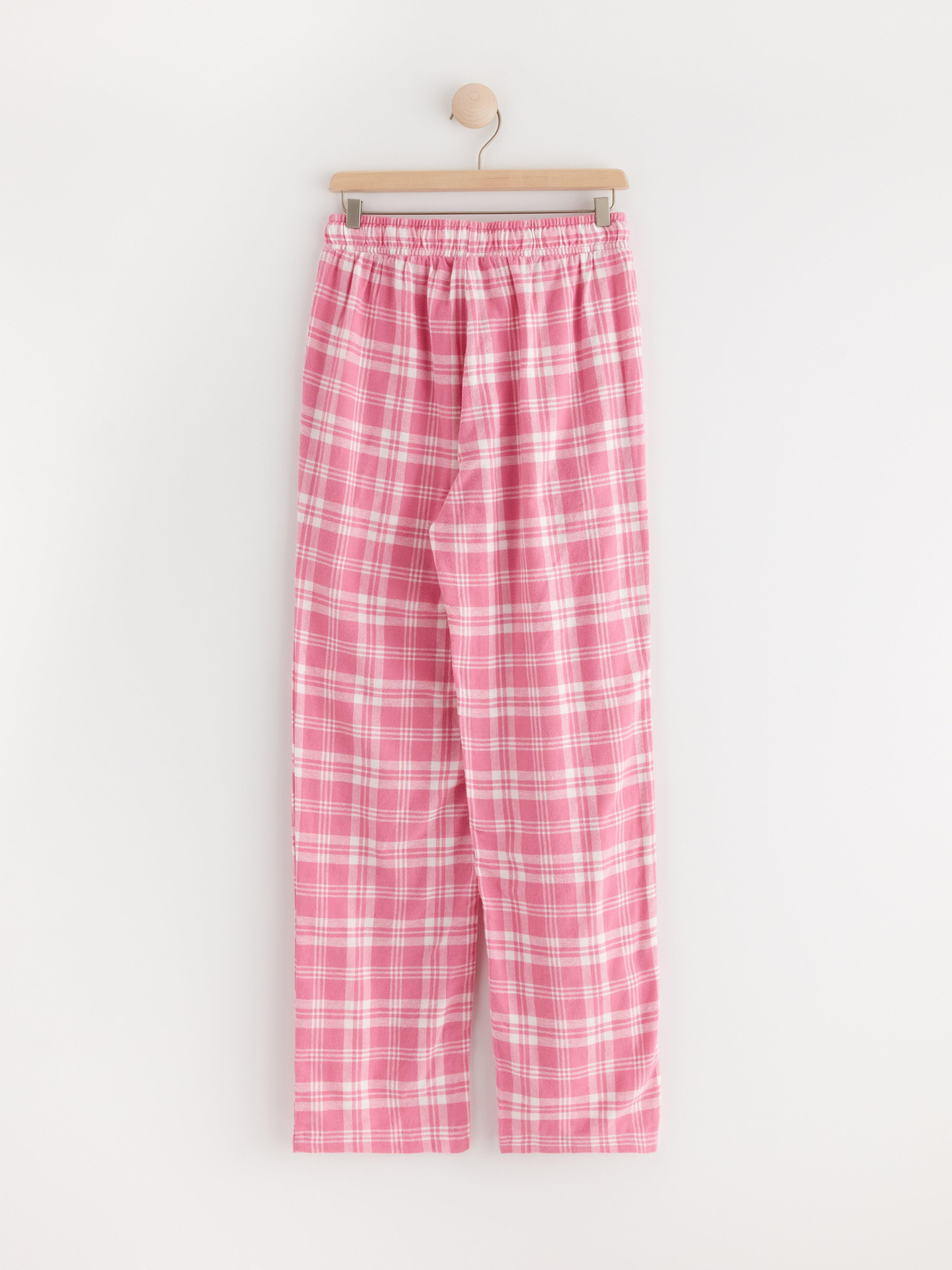 Pyjama trousers in flannel with checked pattern Pink
