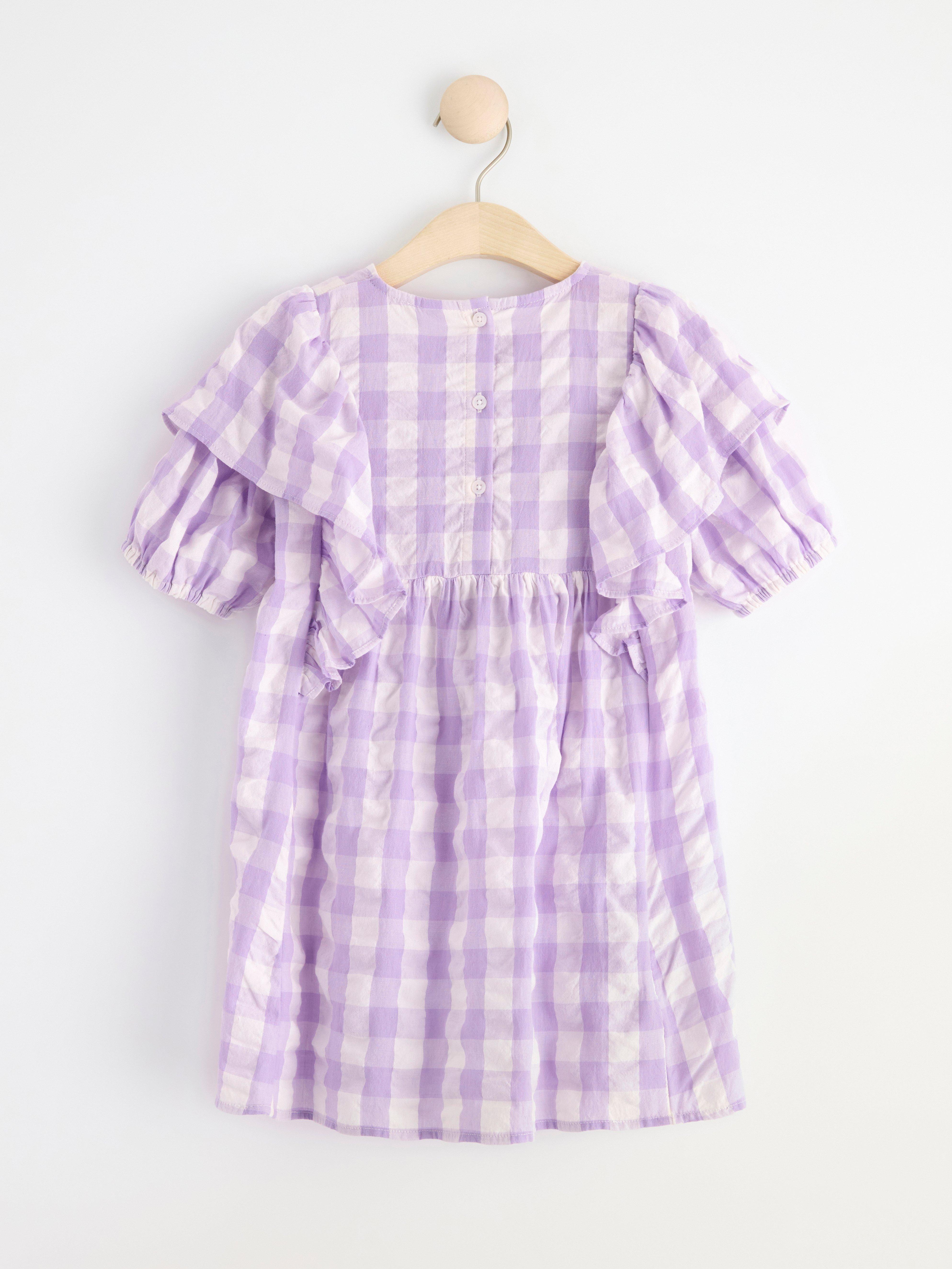 Short sleeve checked seersucker dress Light Lilac