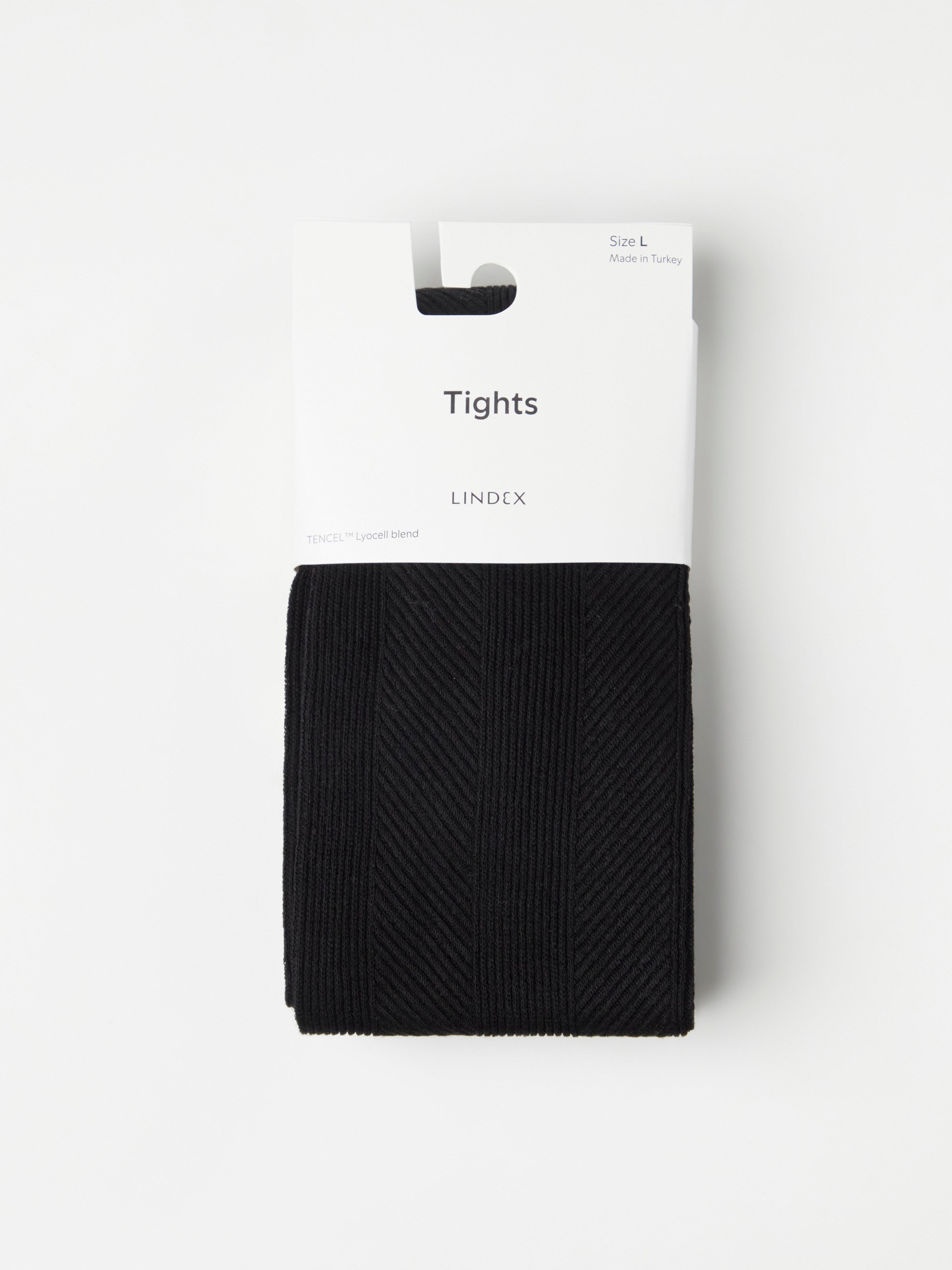 Rib knit tights Black
