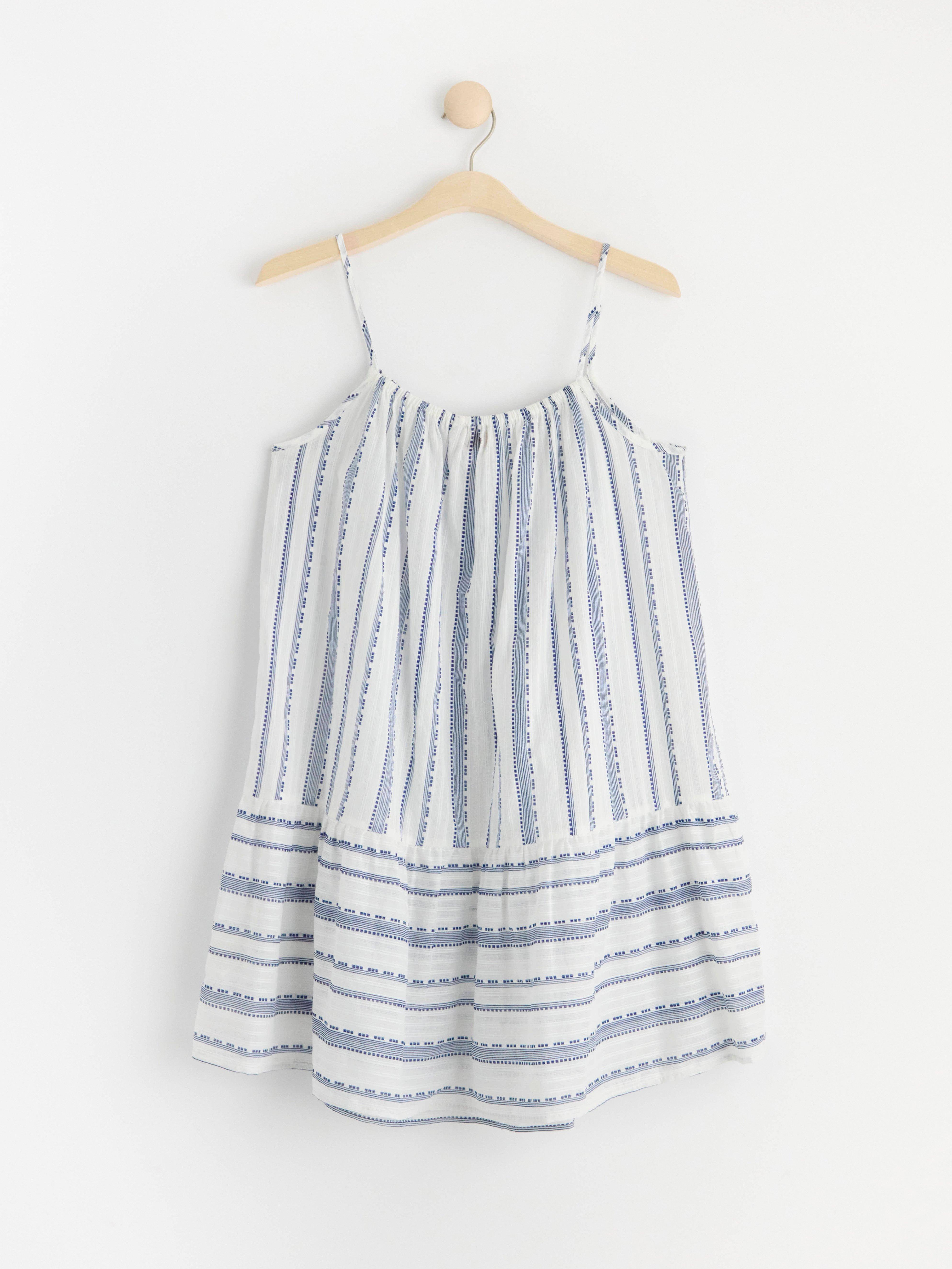 Striped strappy mini dress Navy