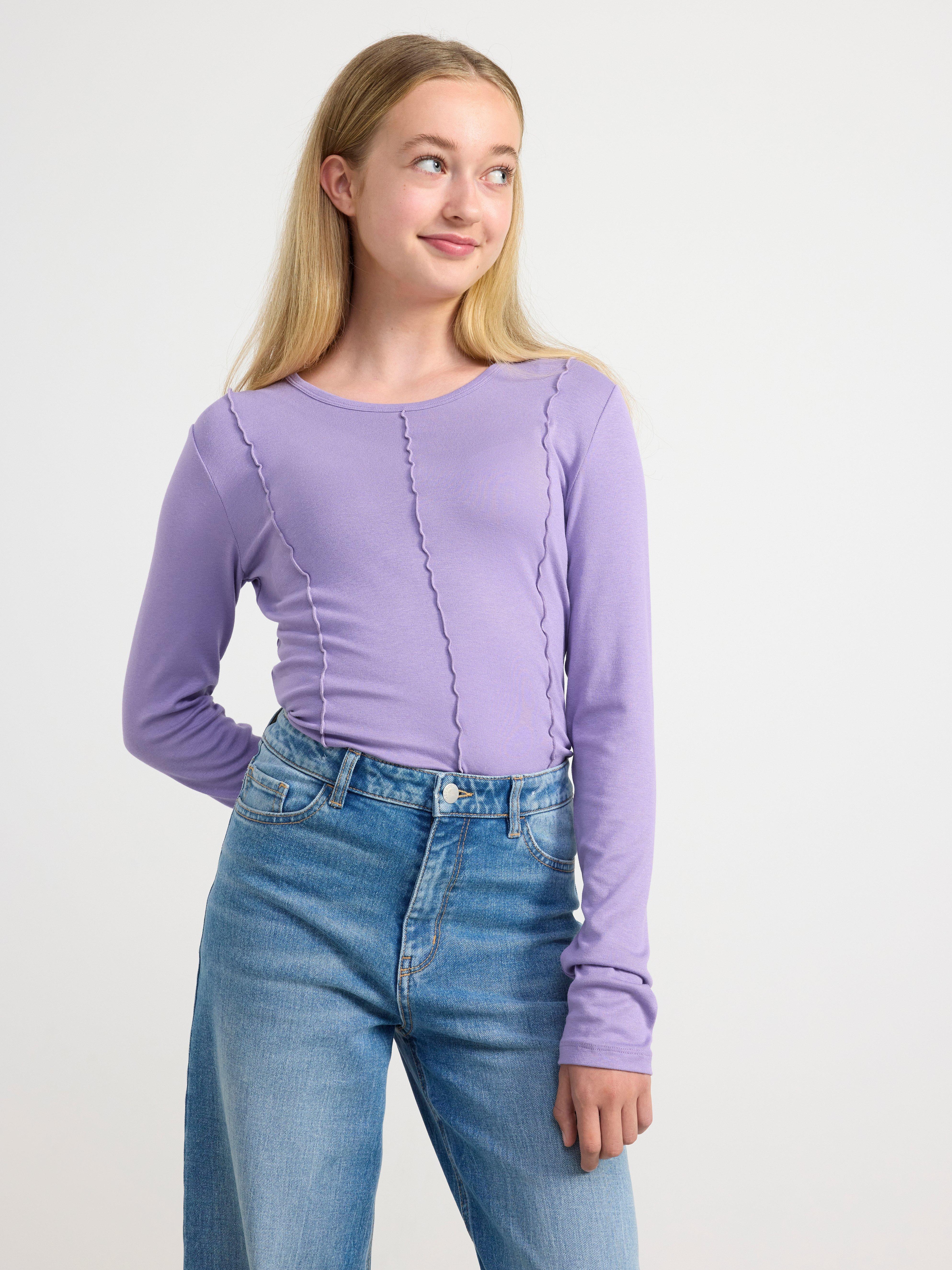 Long sleeve top with seams Light Dusty Lilac