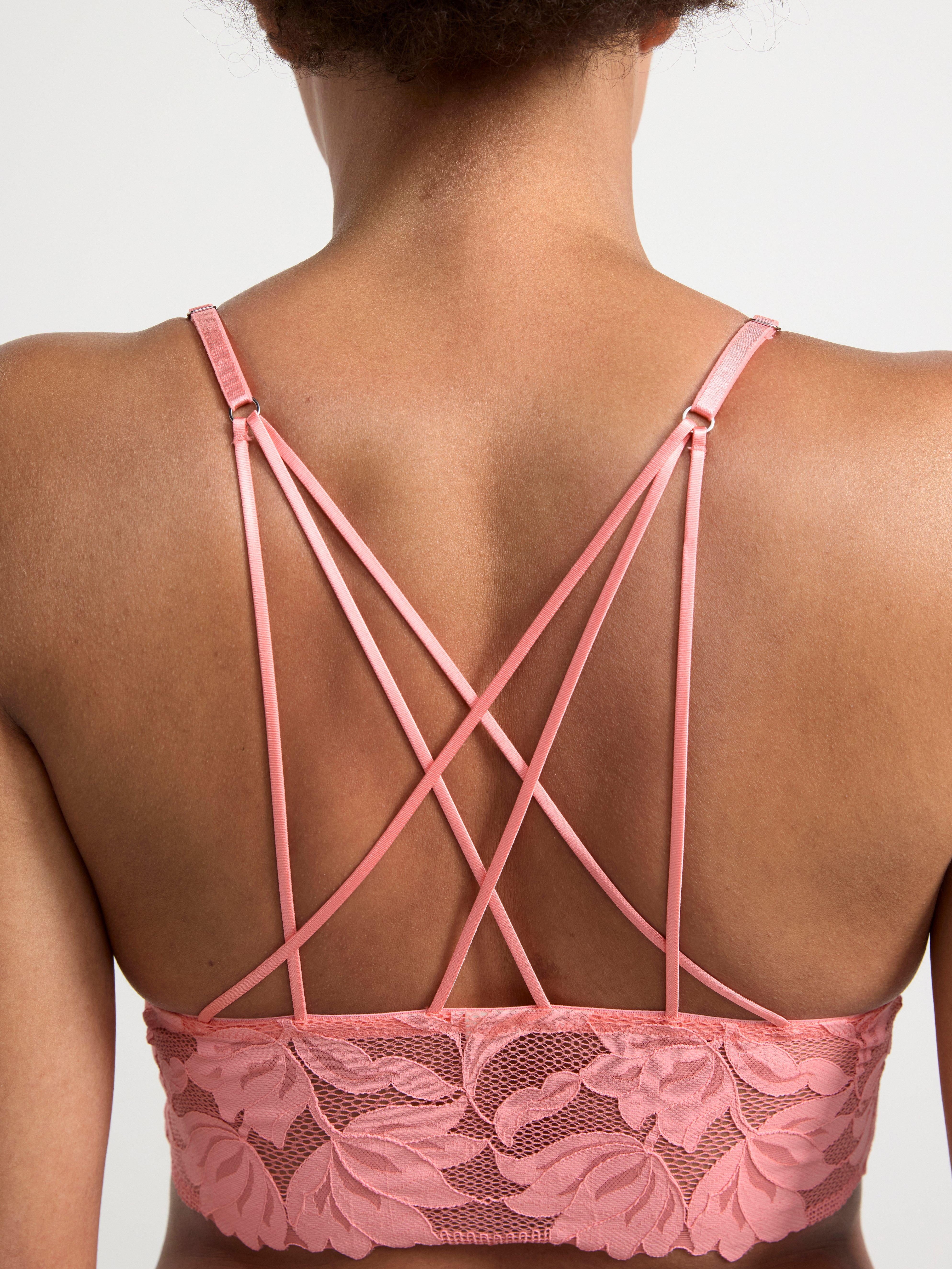 Unpadded bralette with lace Pink
