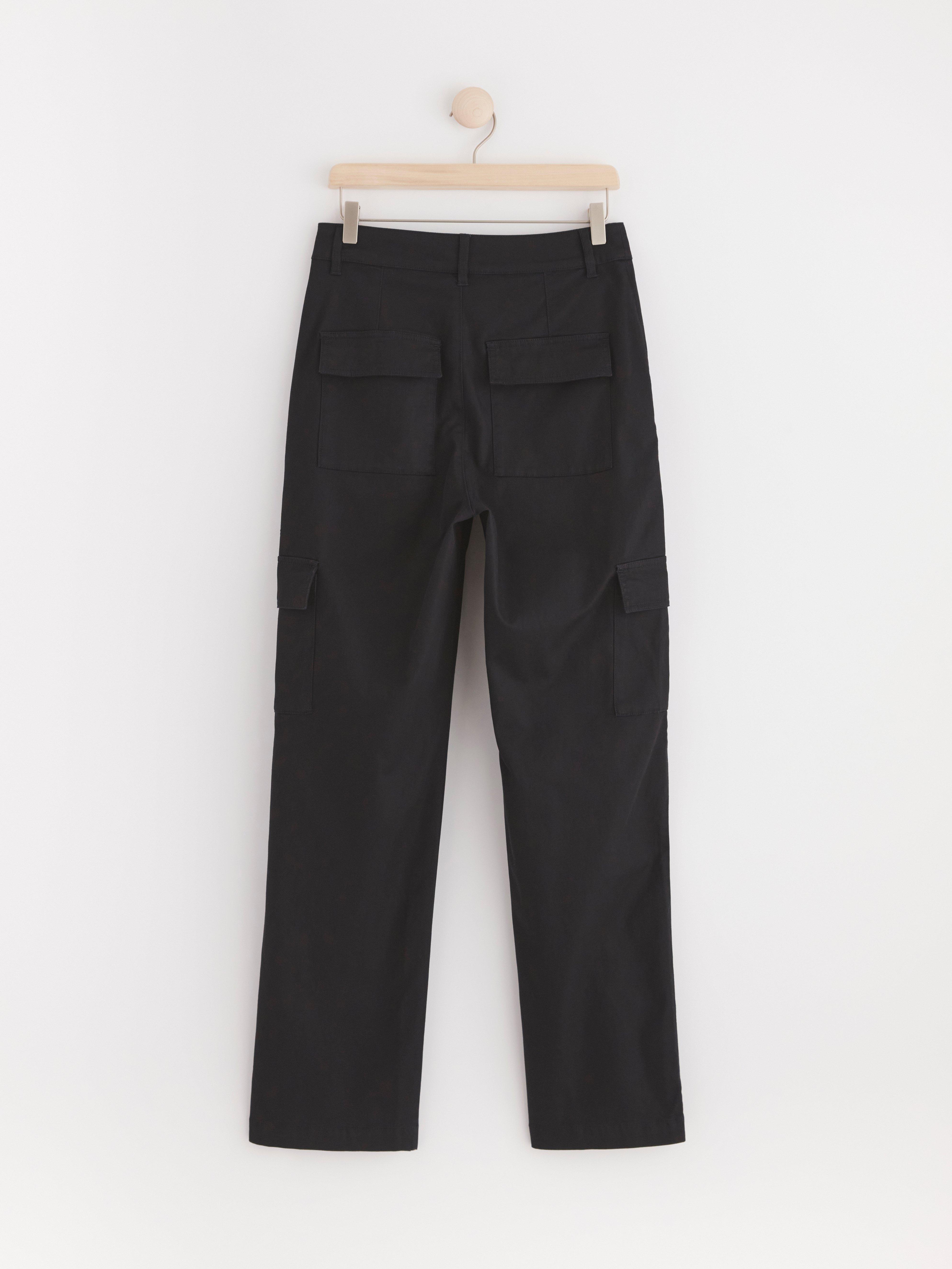 High waist cargo trousers Black
