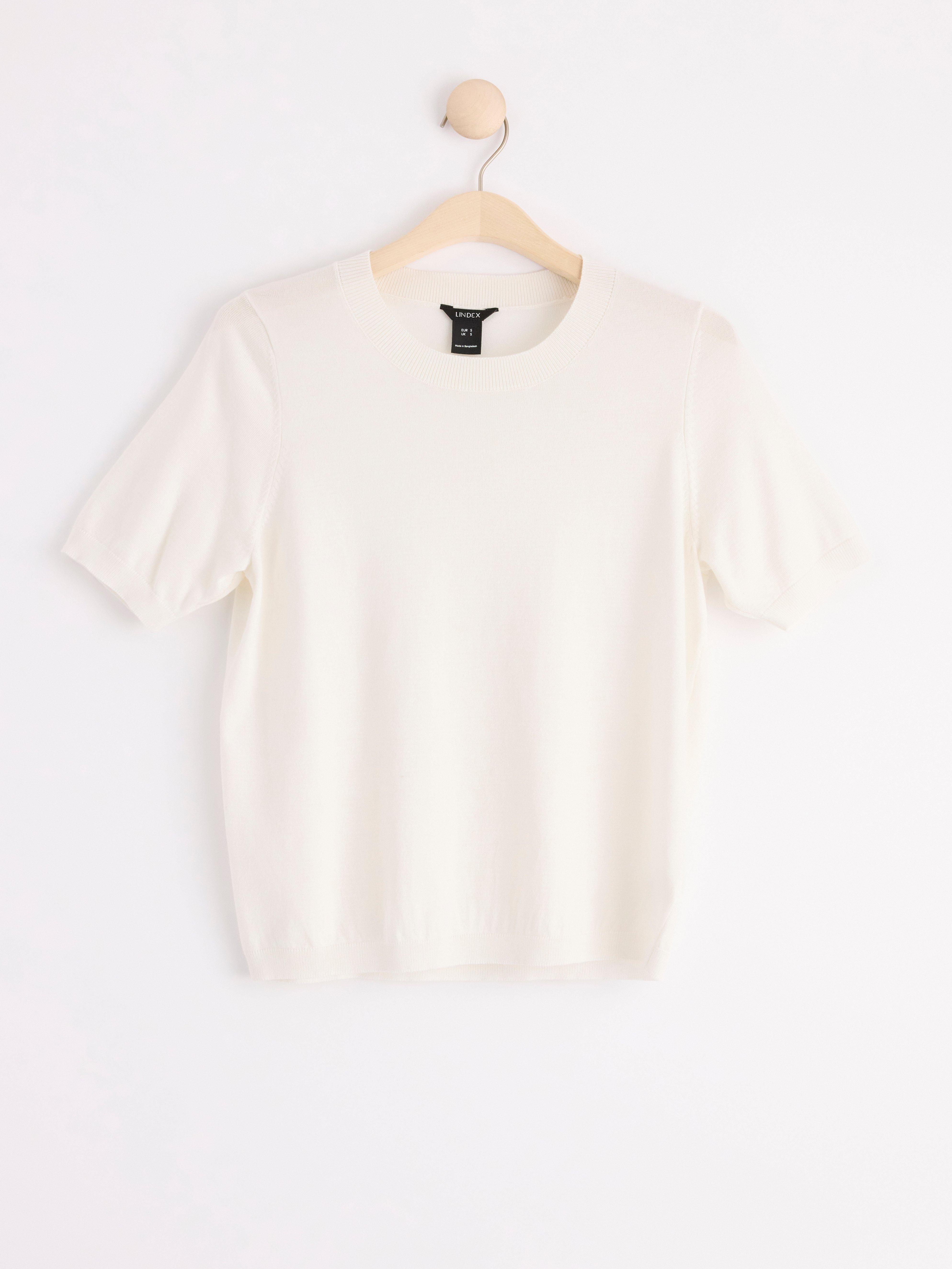 Fine-knit short sleeve jumper Off White