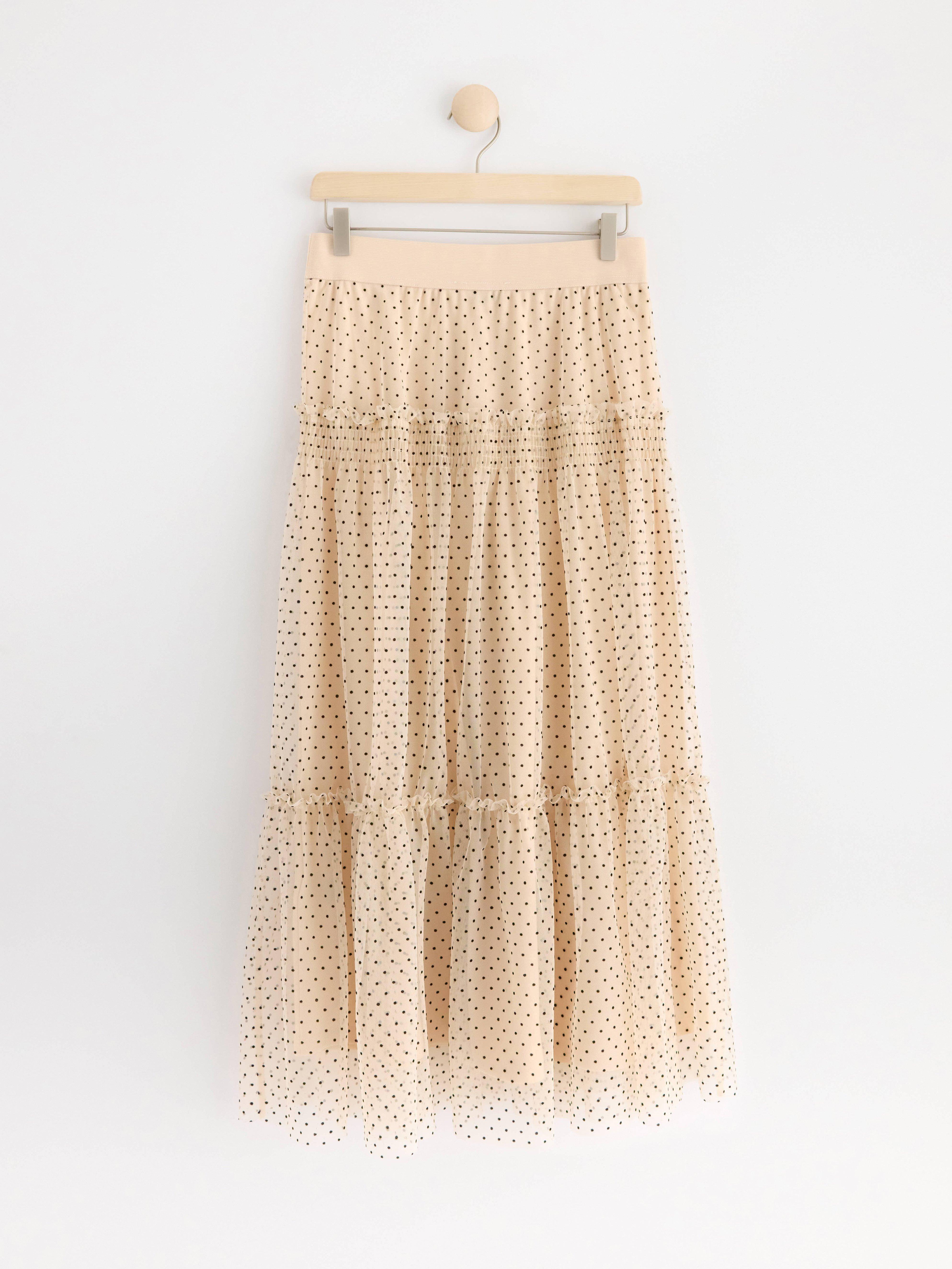 Midi skirt with flounce Light Dusty Beige