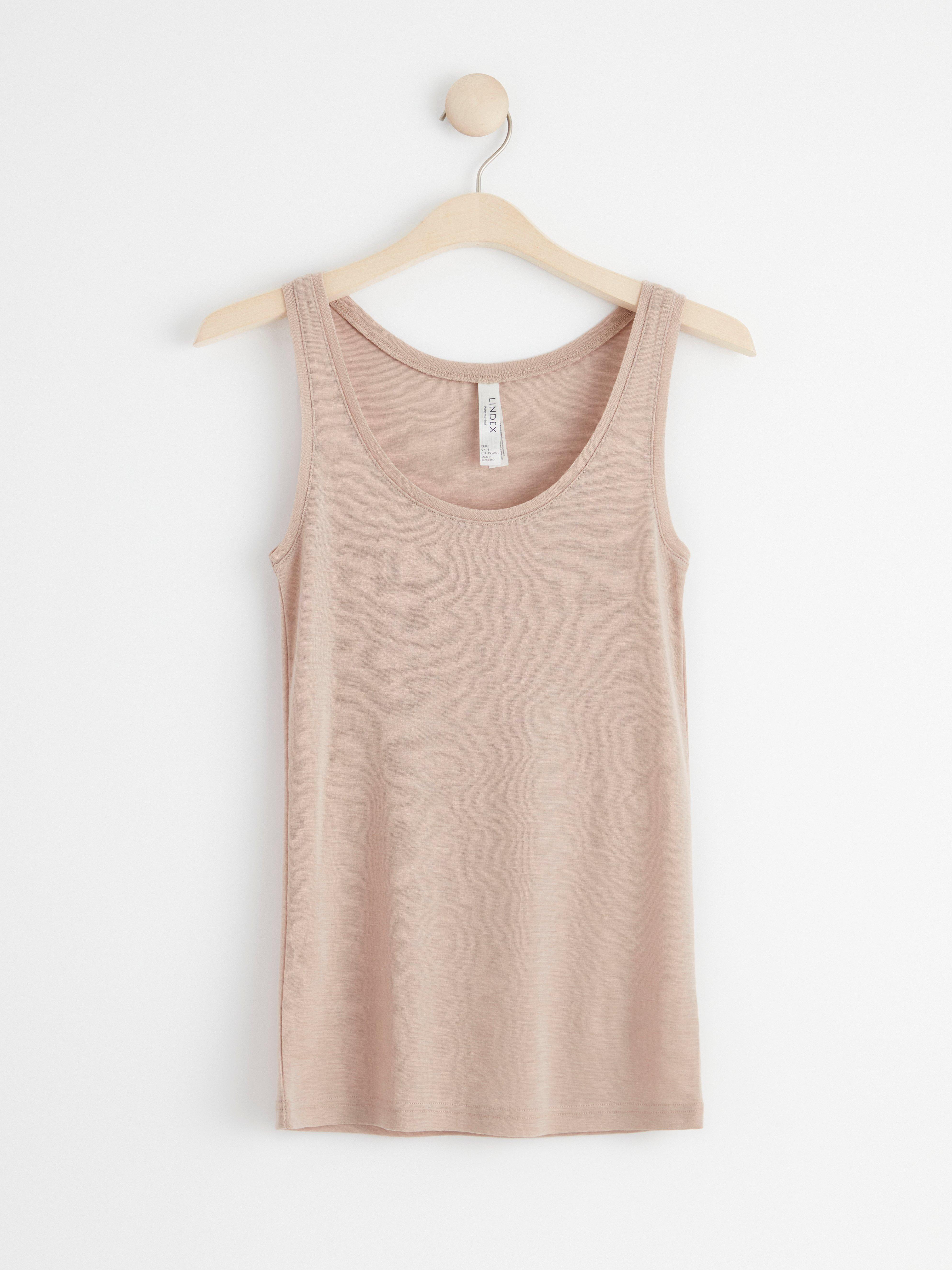 Tank top in merino wool Dusty Beige