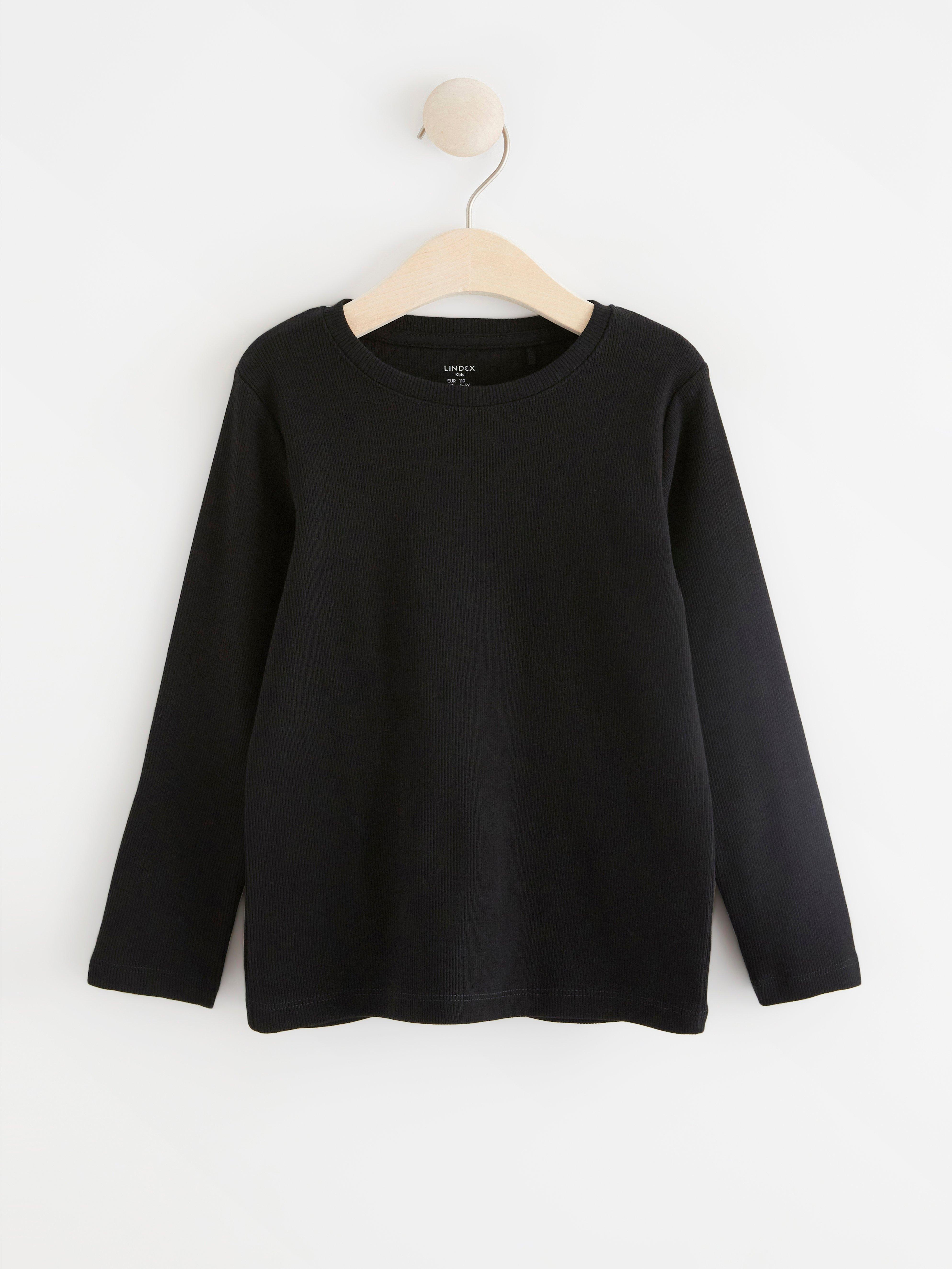 Ribbed long sleeve top Black