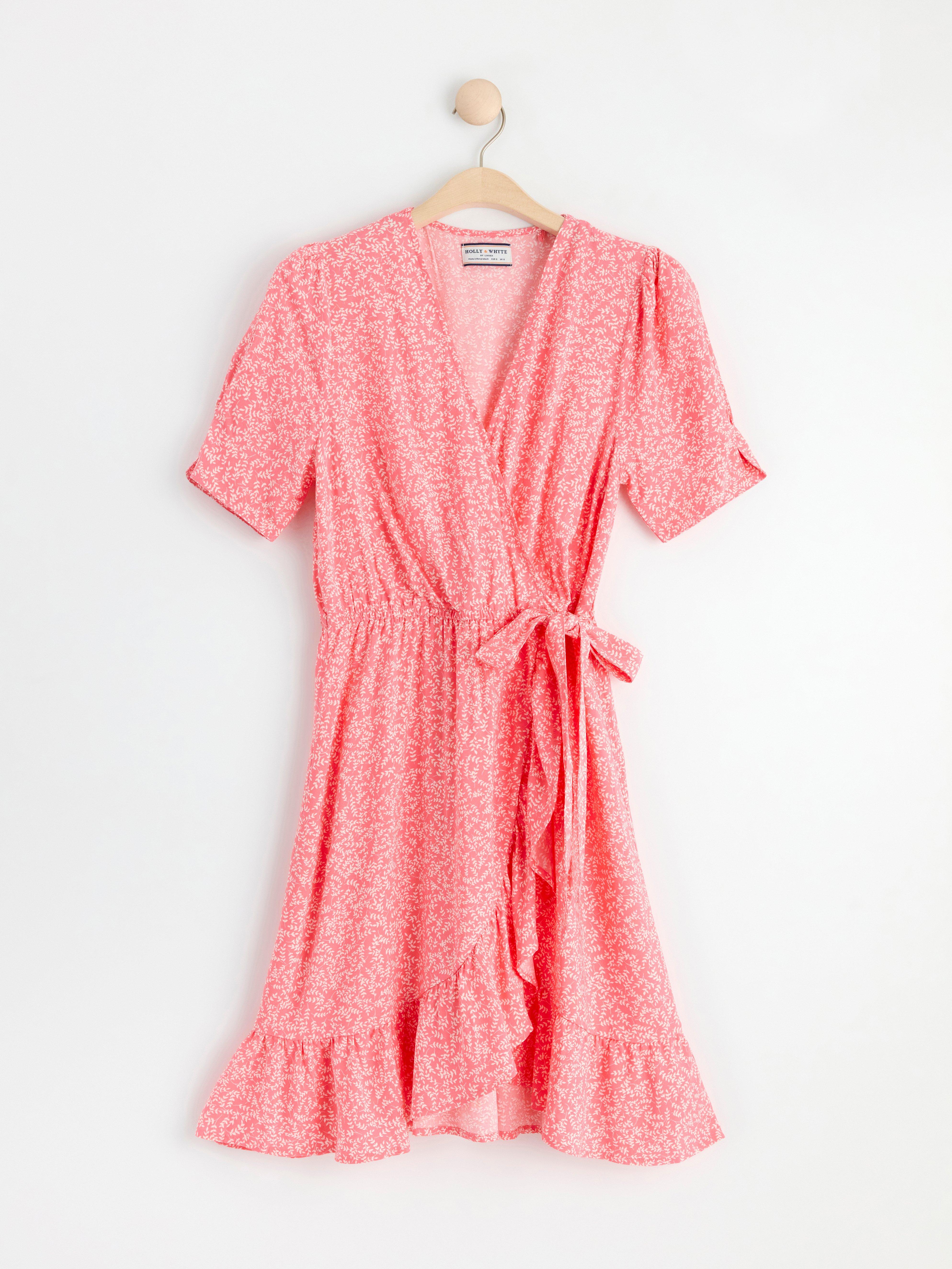 Patterned short sleeve dress Dark Pink