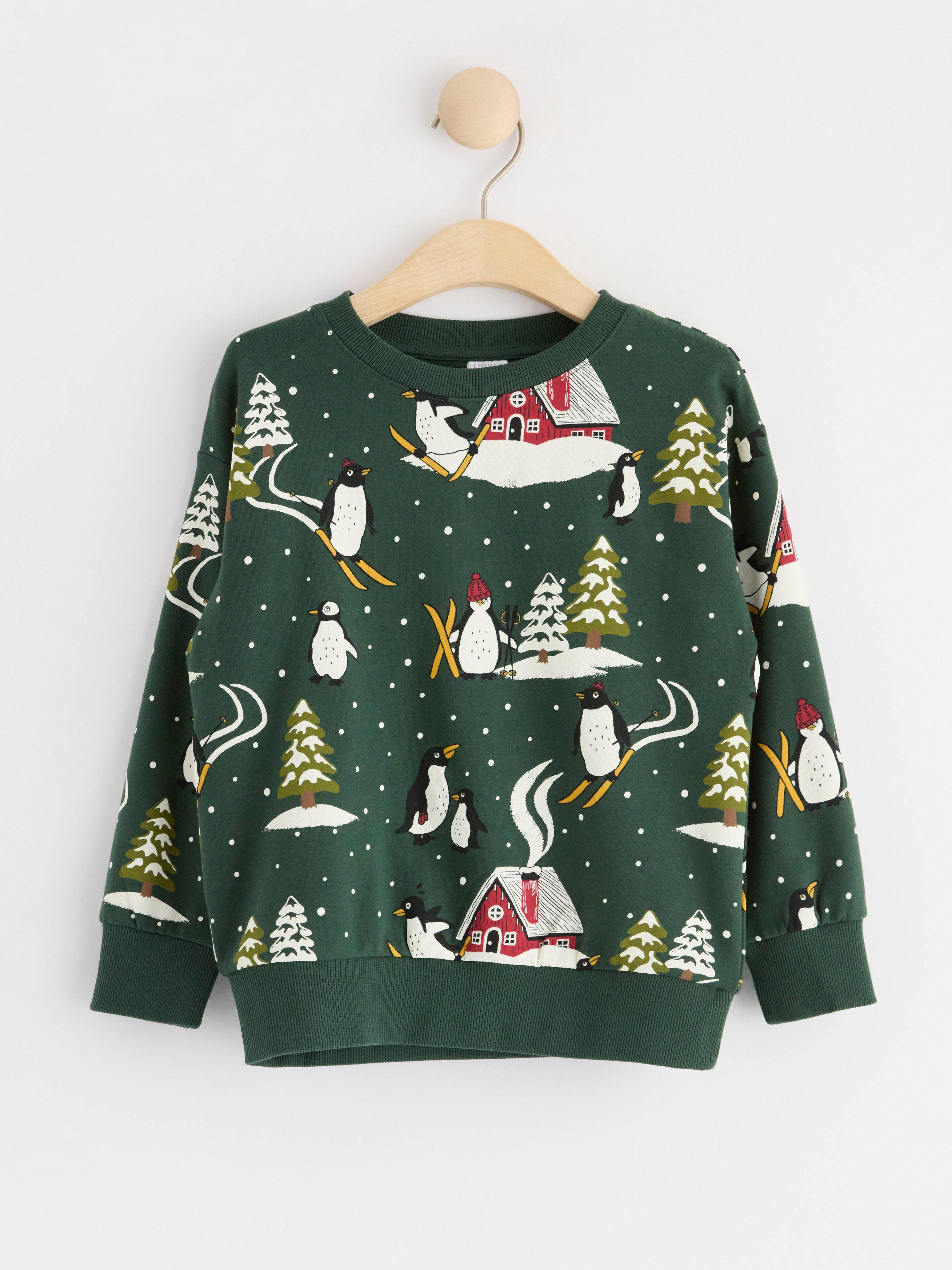 Sweatshirt with penguins Dark Dusty Green