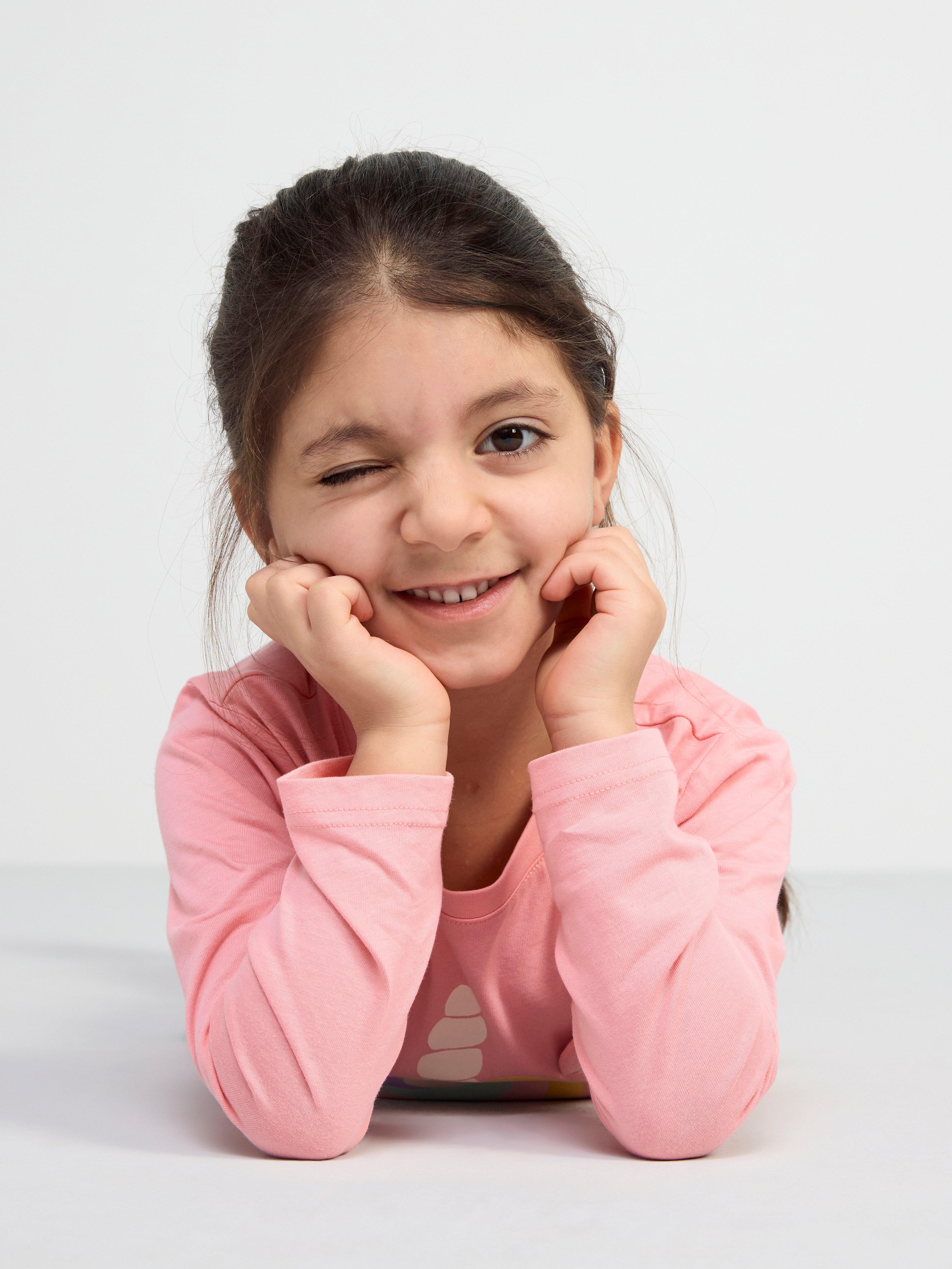 Pyjama set with long sleeve top and trousers Pink