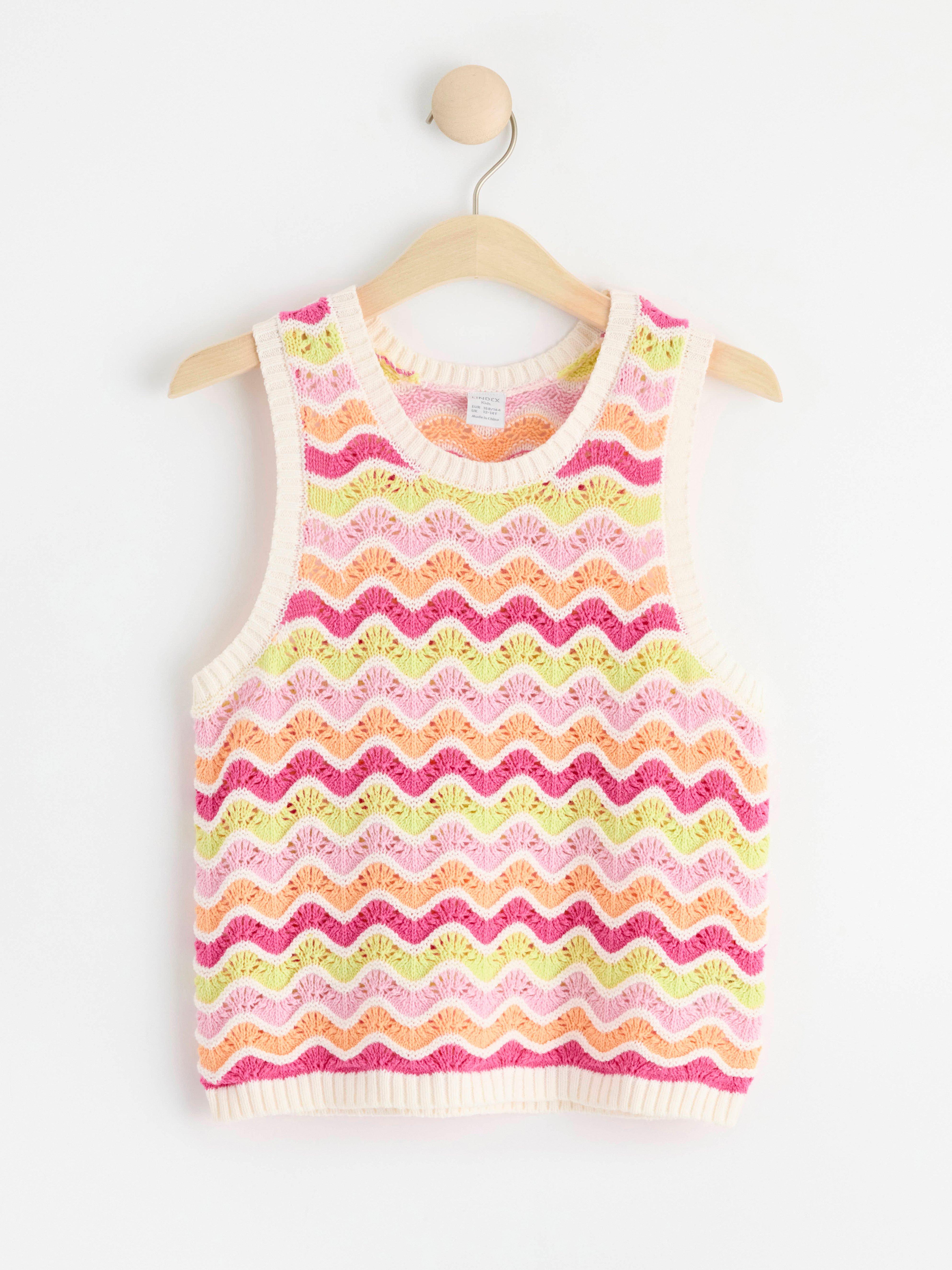 Sleeveless knitted top Light Dusty White