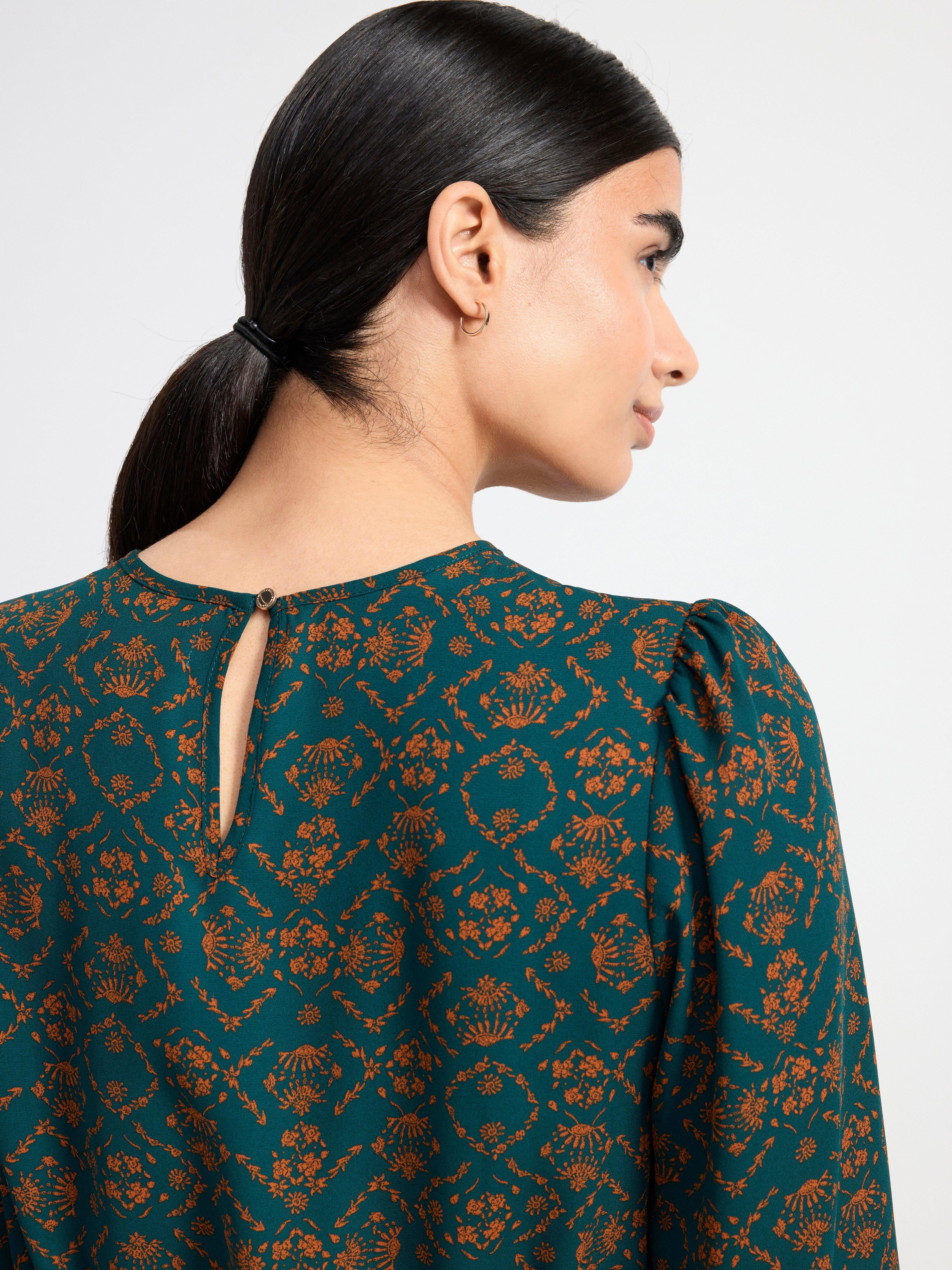 Long sleeve dress with pattern Dark Green
