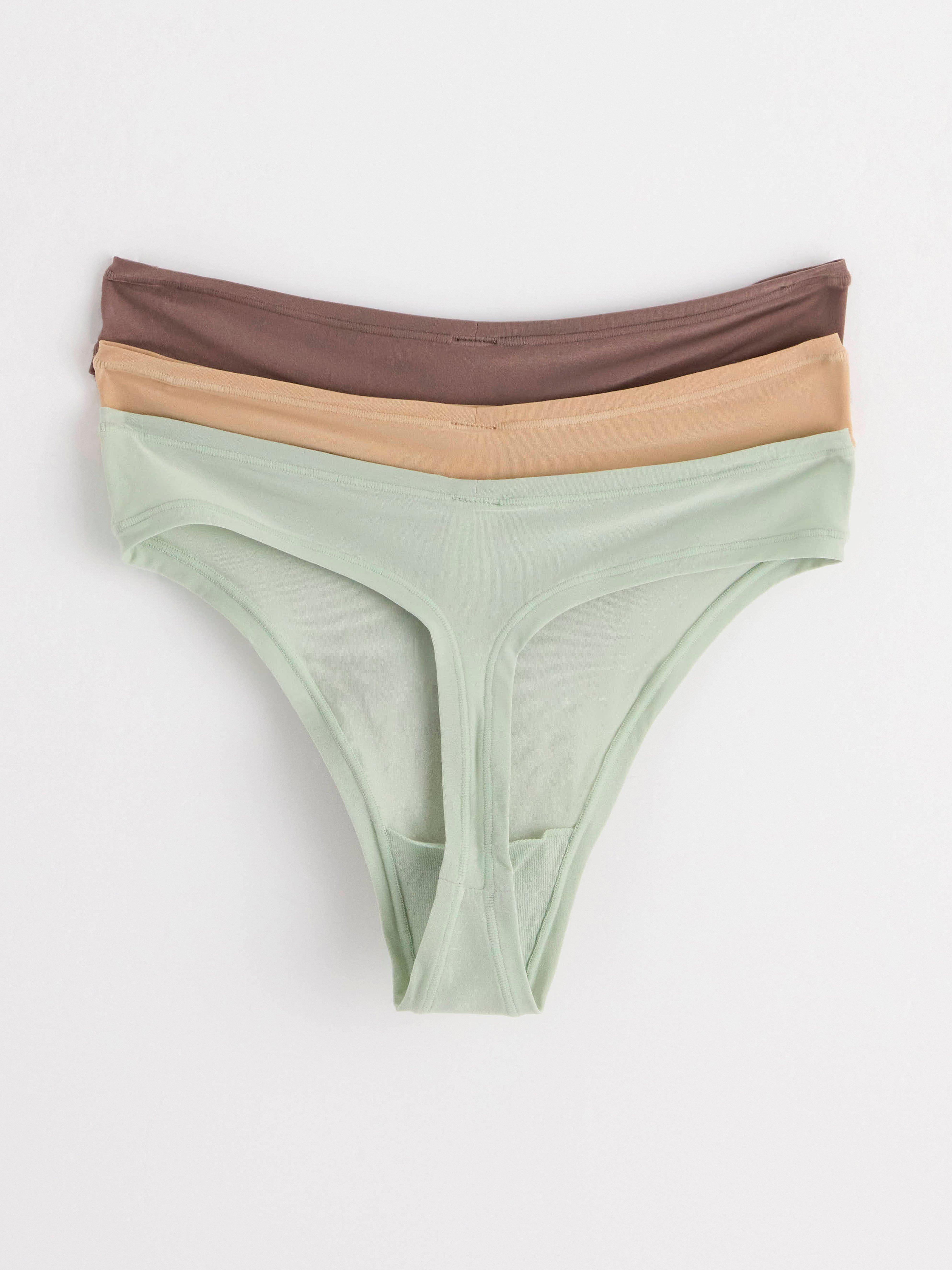 3-pack super stretch thongs regular waist Dark Dusty Brown