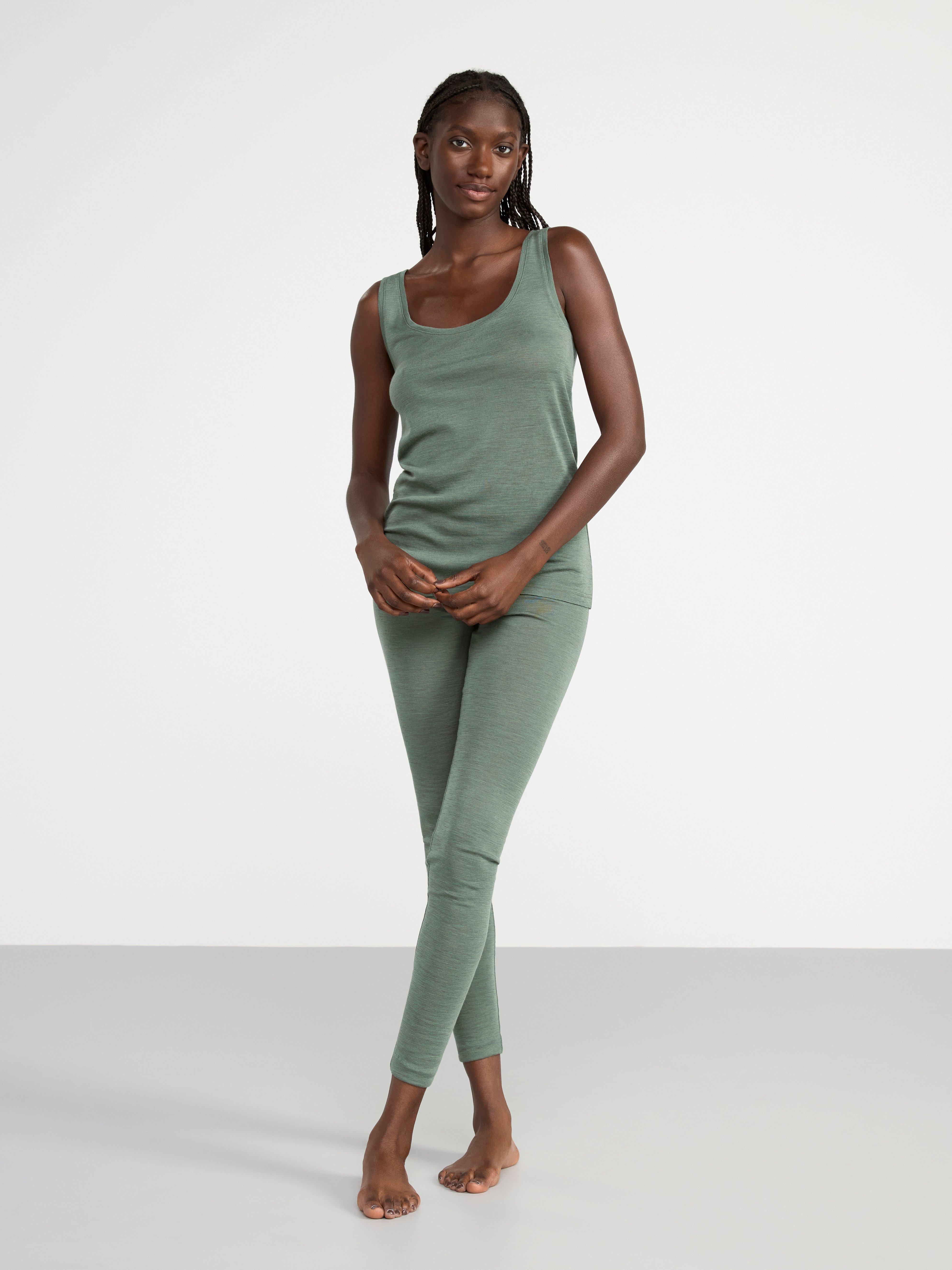 Tank top in merino wool Dark Green