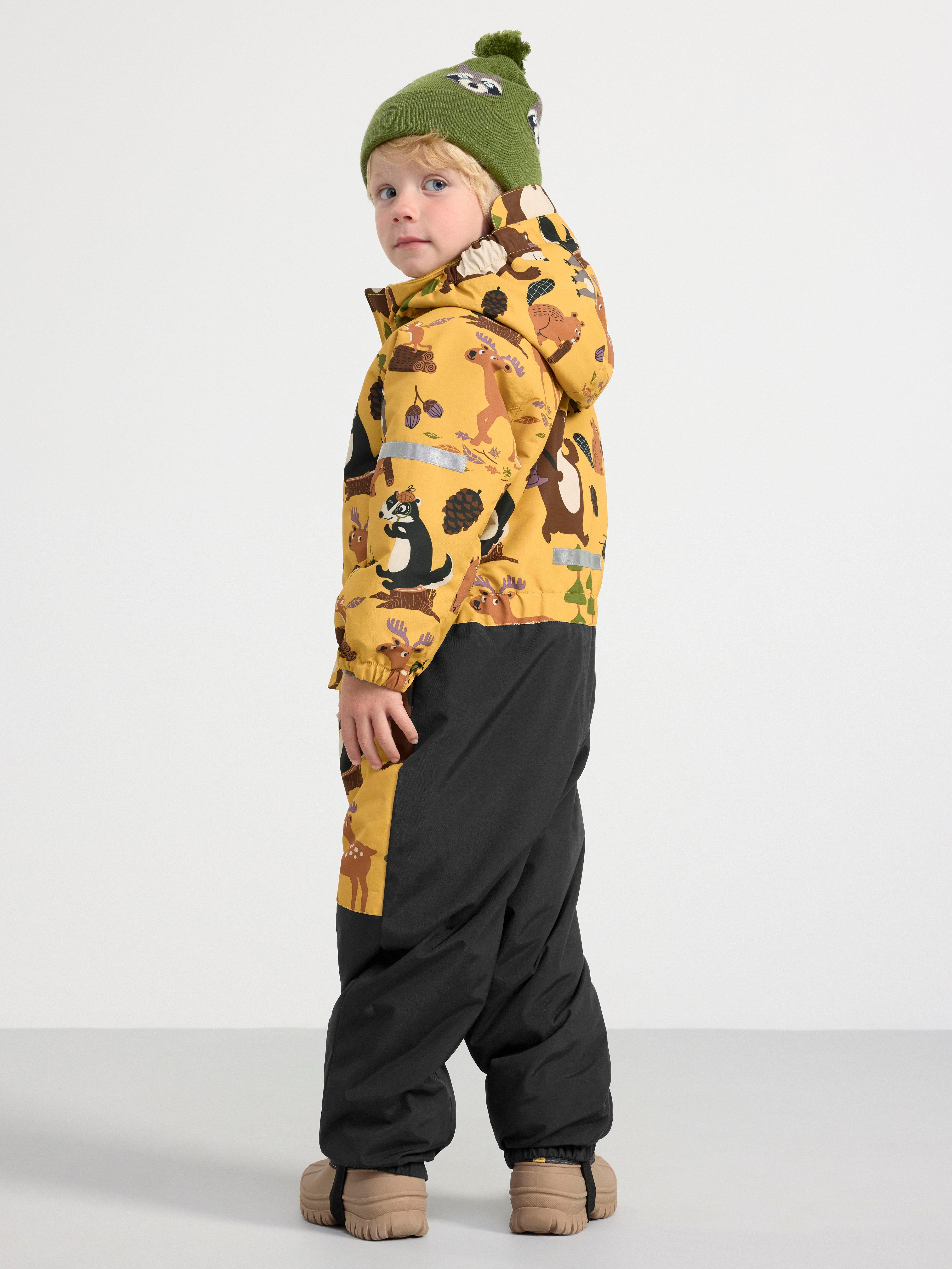 FIX Overall with animal print waterproof Dusty Yellow