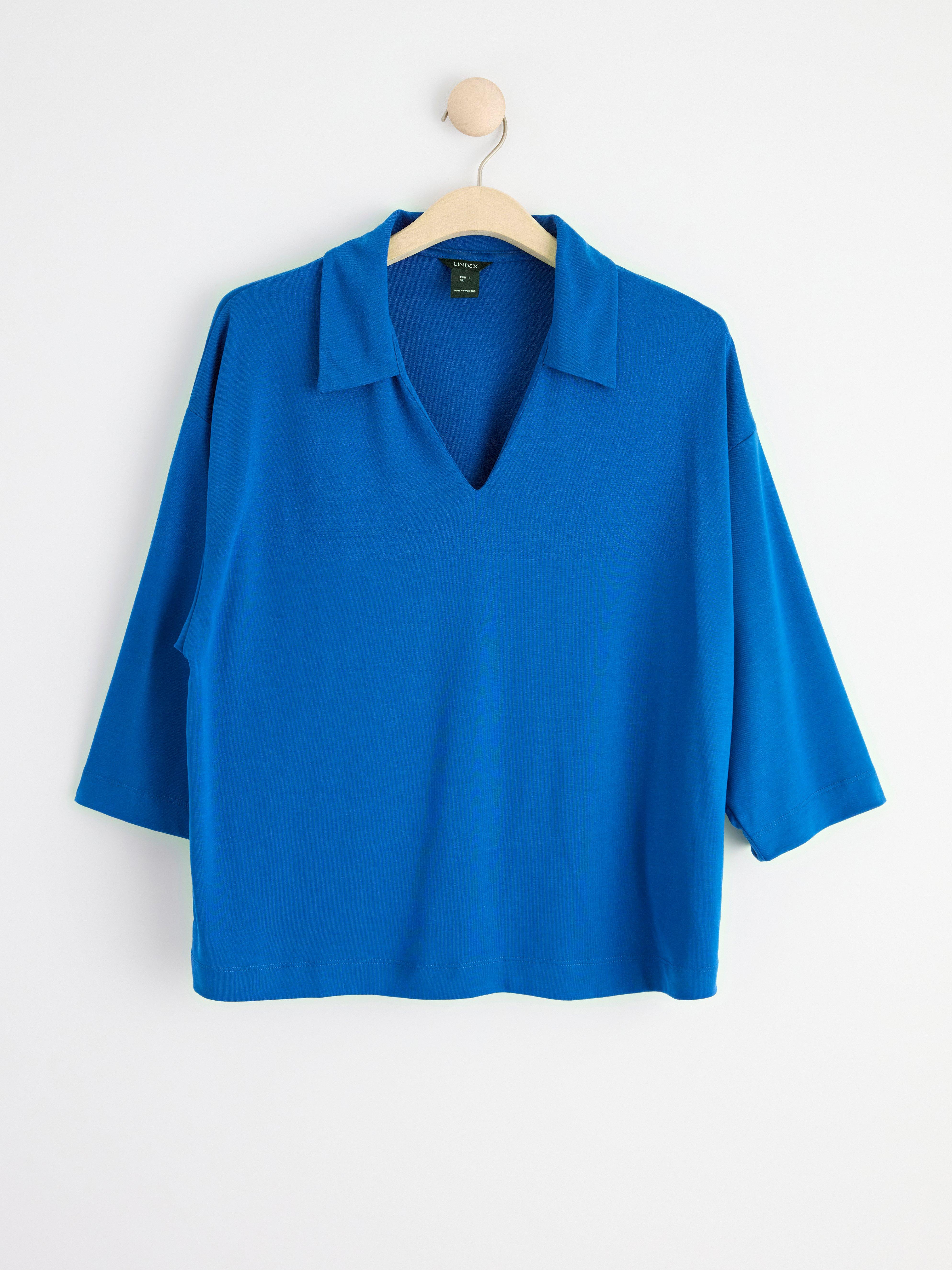Short sleeve v-neck top Blue