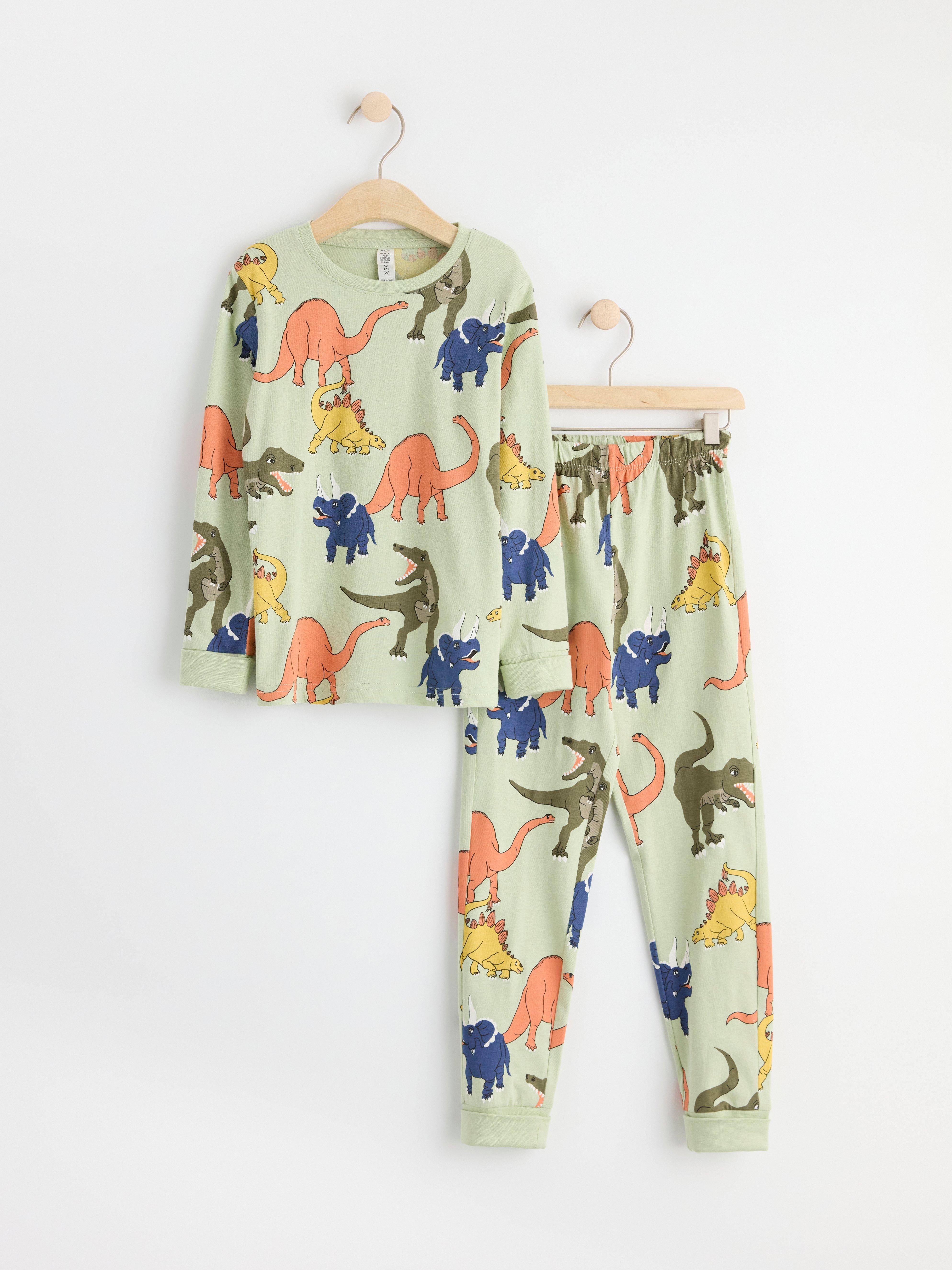 Pyjama set with dinosaurs Light Dusty Green