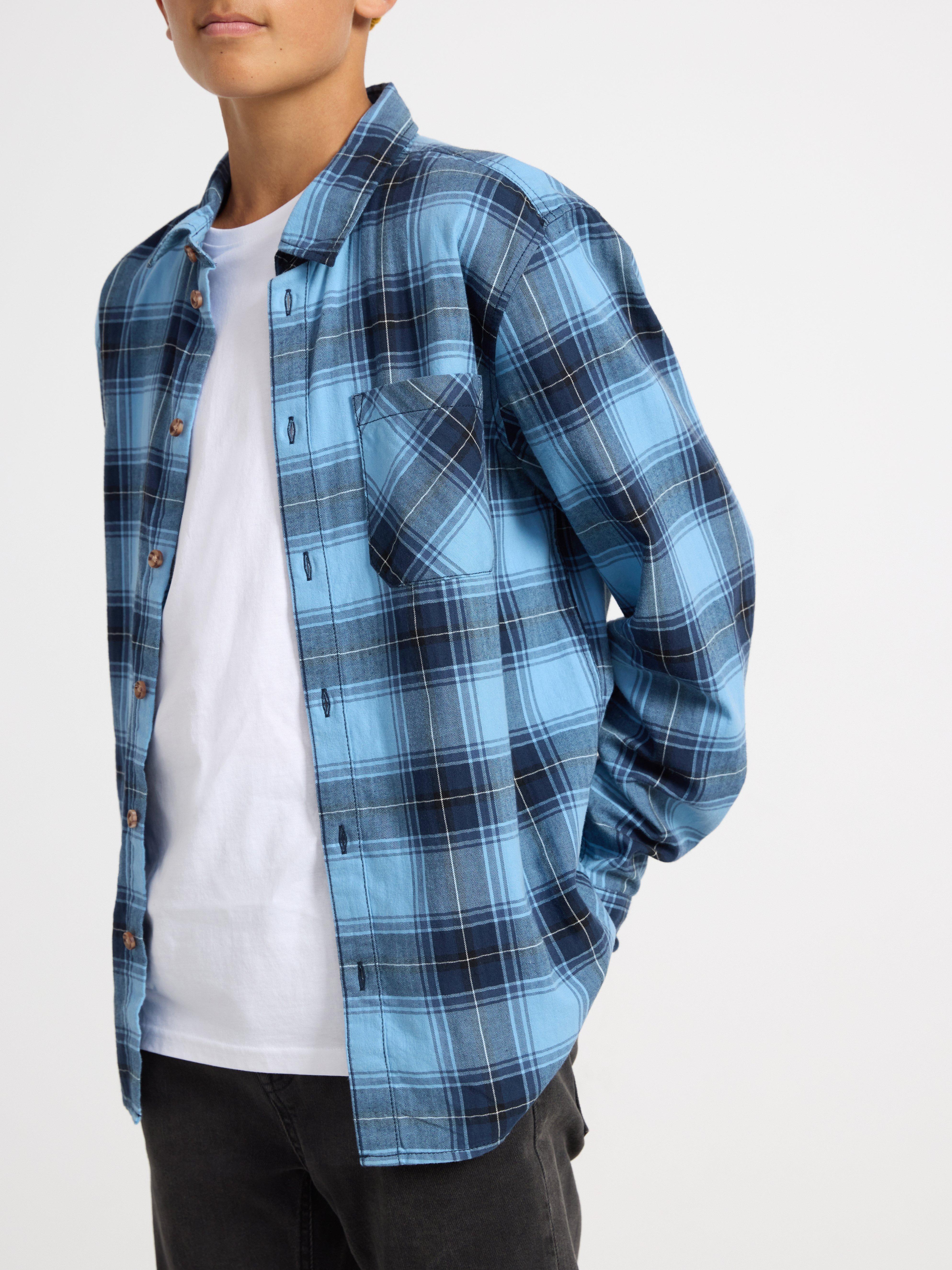 Long sleeve flannel shirt Light Dusty Blue