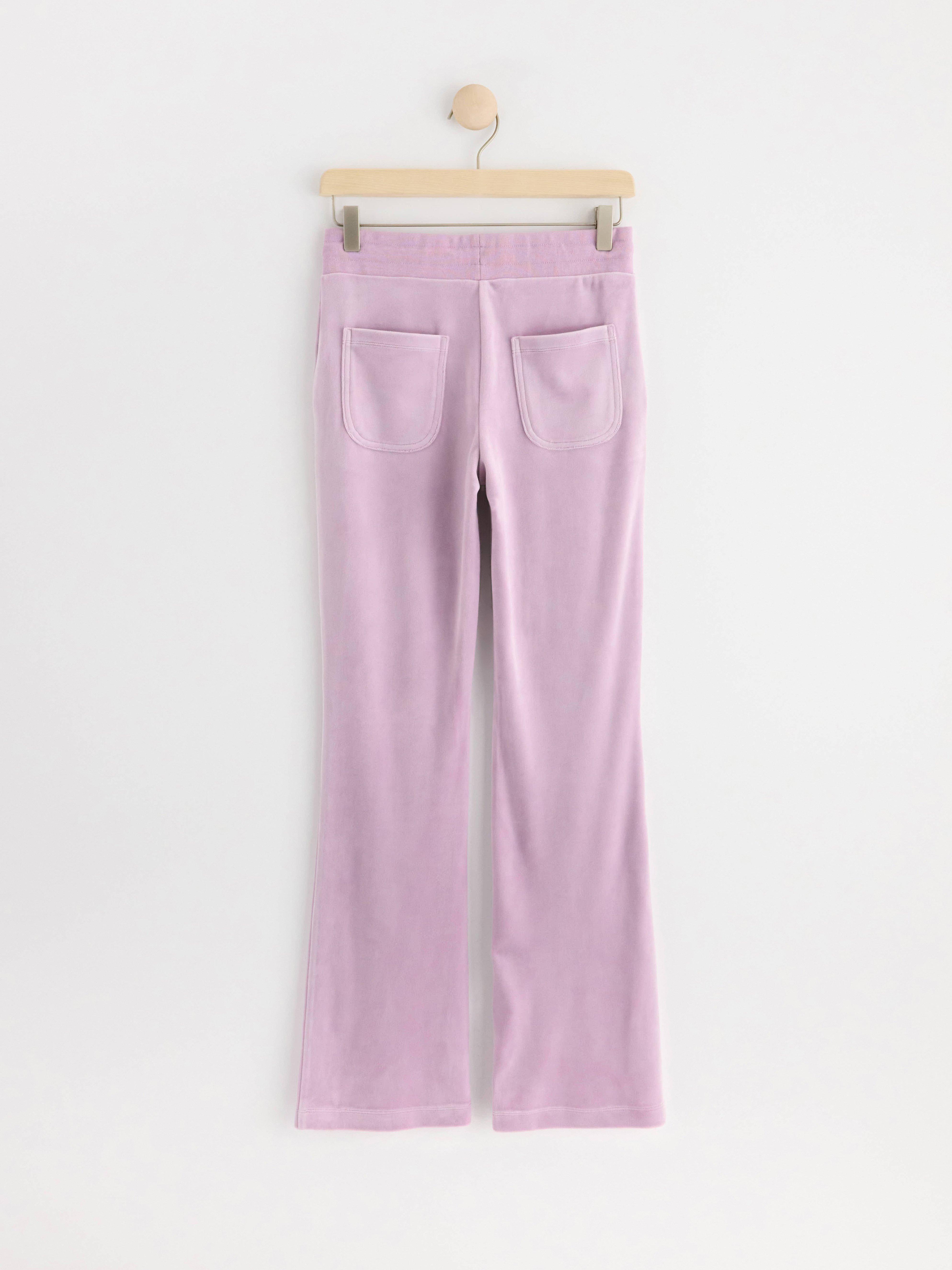 Flared velour trousers Light Lilac
