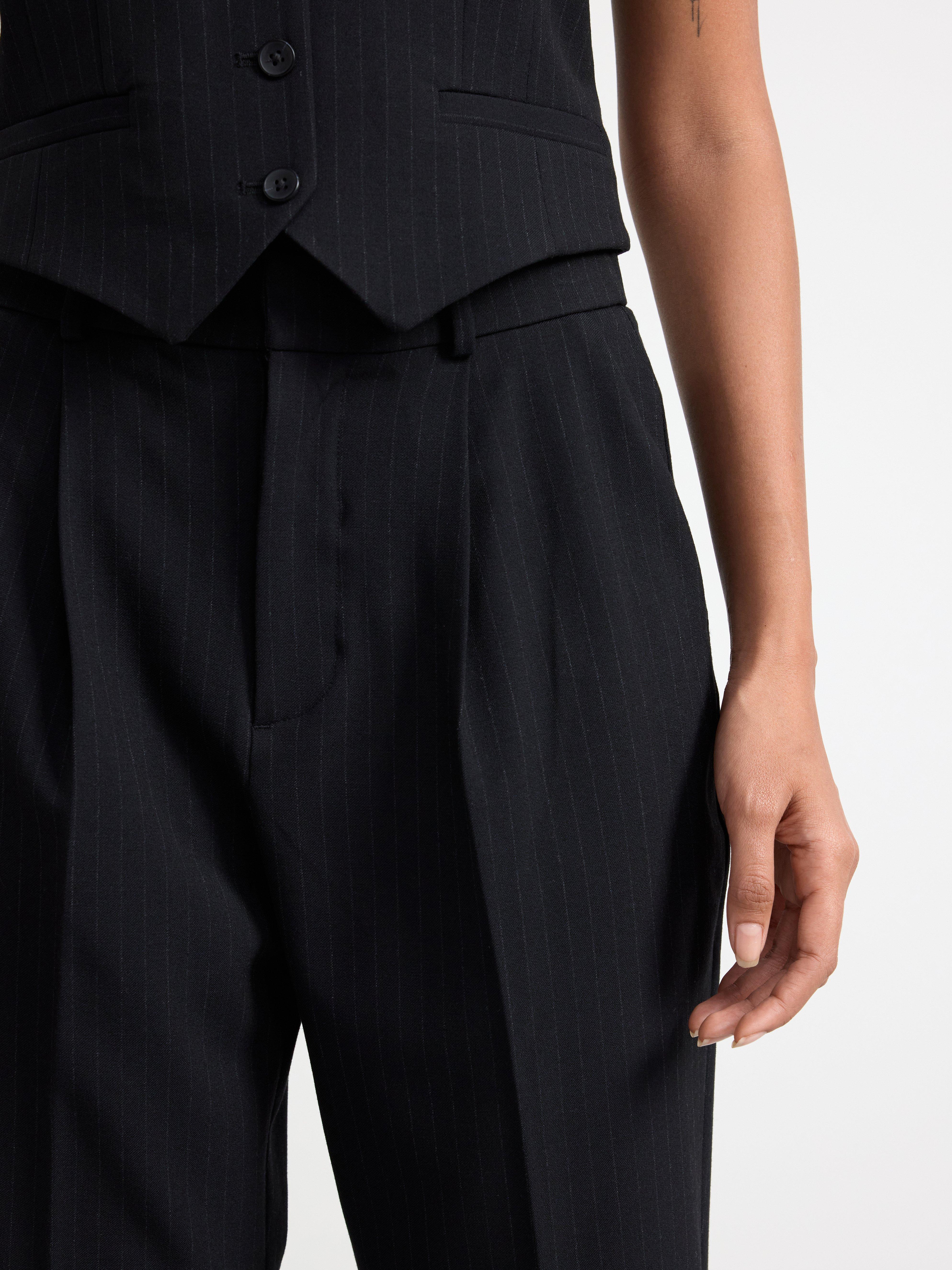 Pinstriped Trousers Black