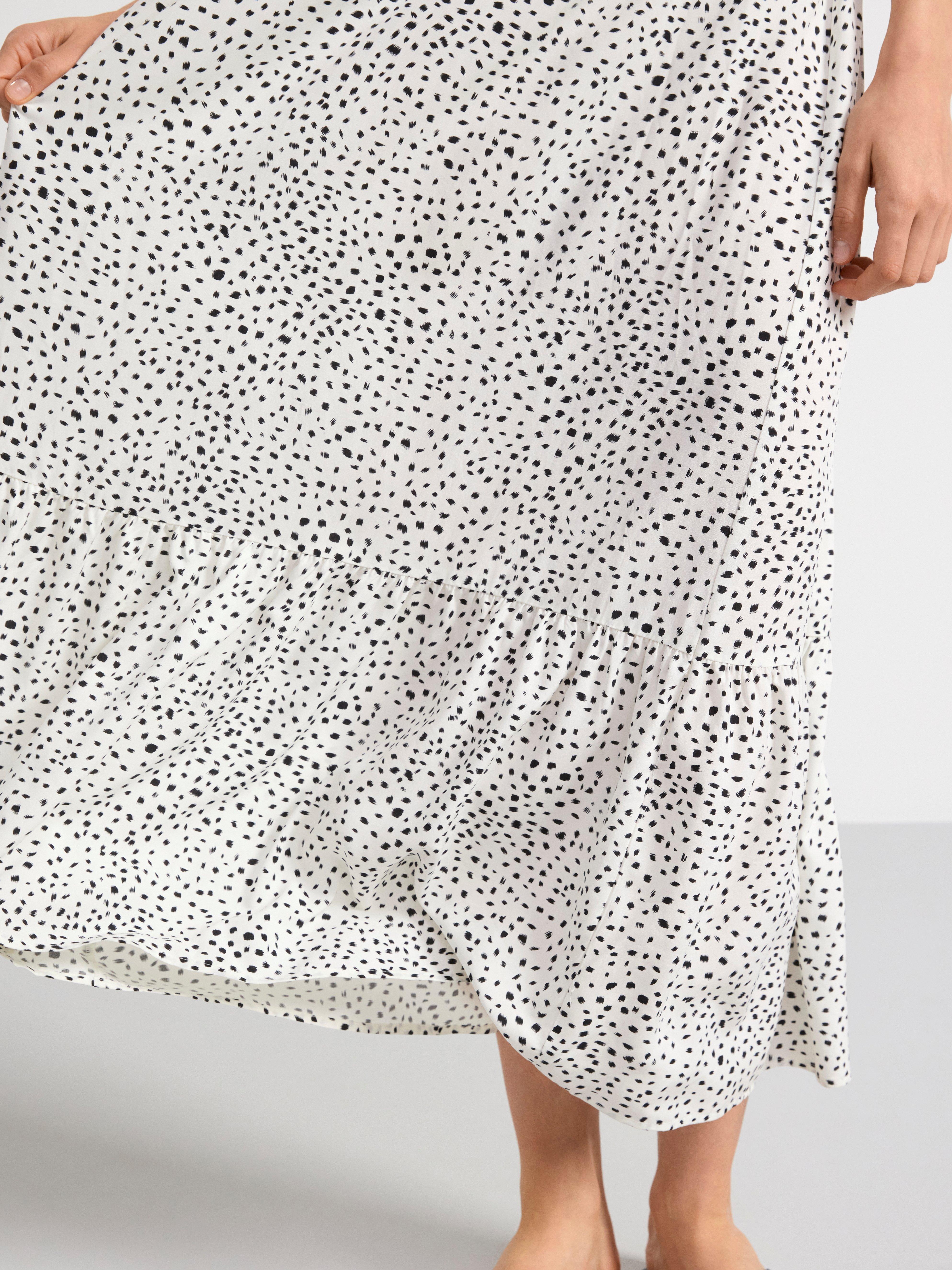 Patterned puff sleeve dress Light White