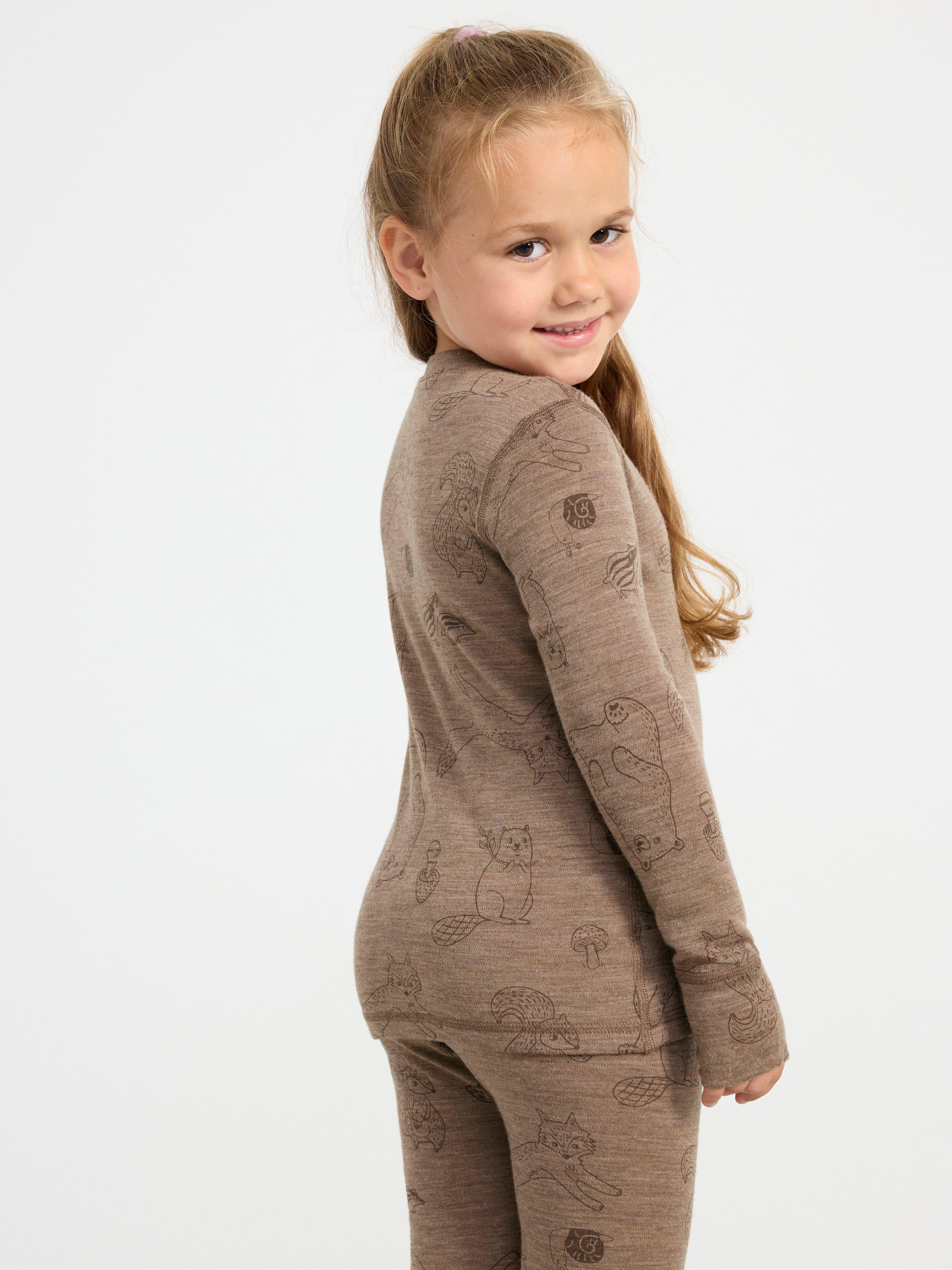 Long sleeve top in merino wool Brown Melange