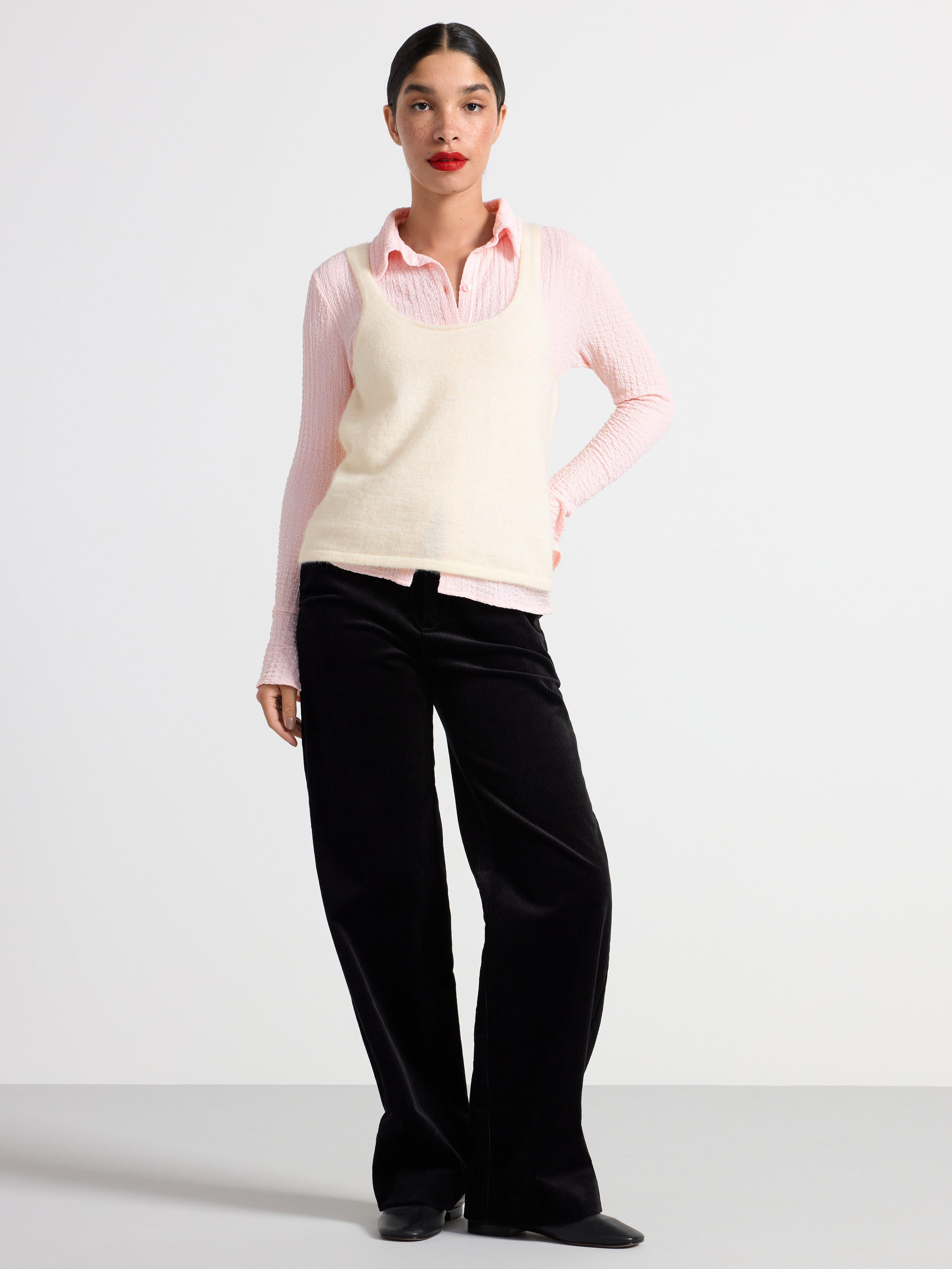 Knitted camisole in wool blend Off White