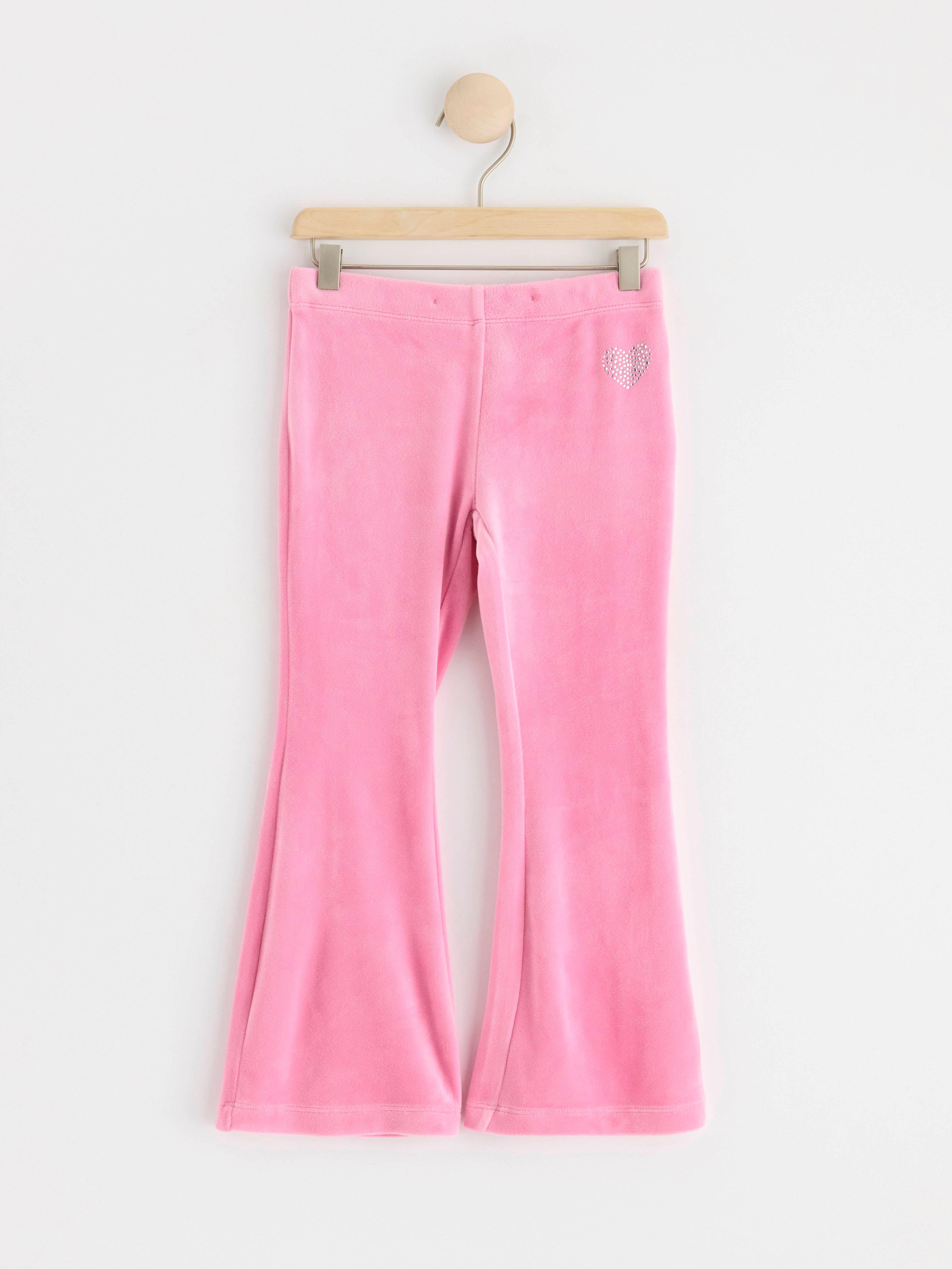 Flared velour trousers Pink