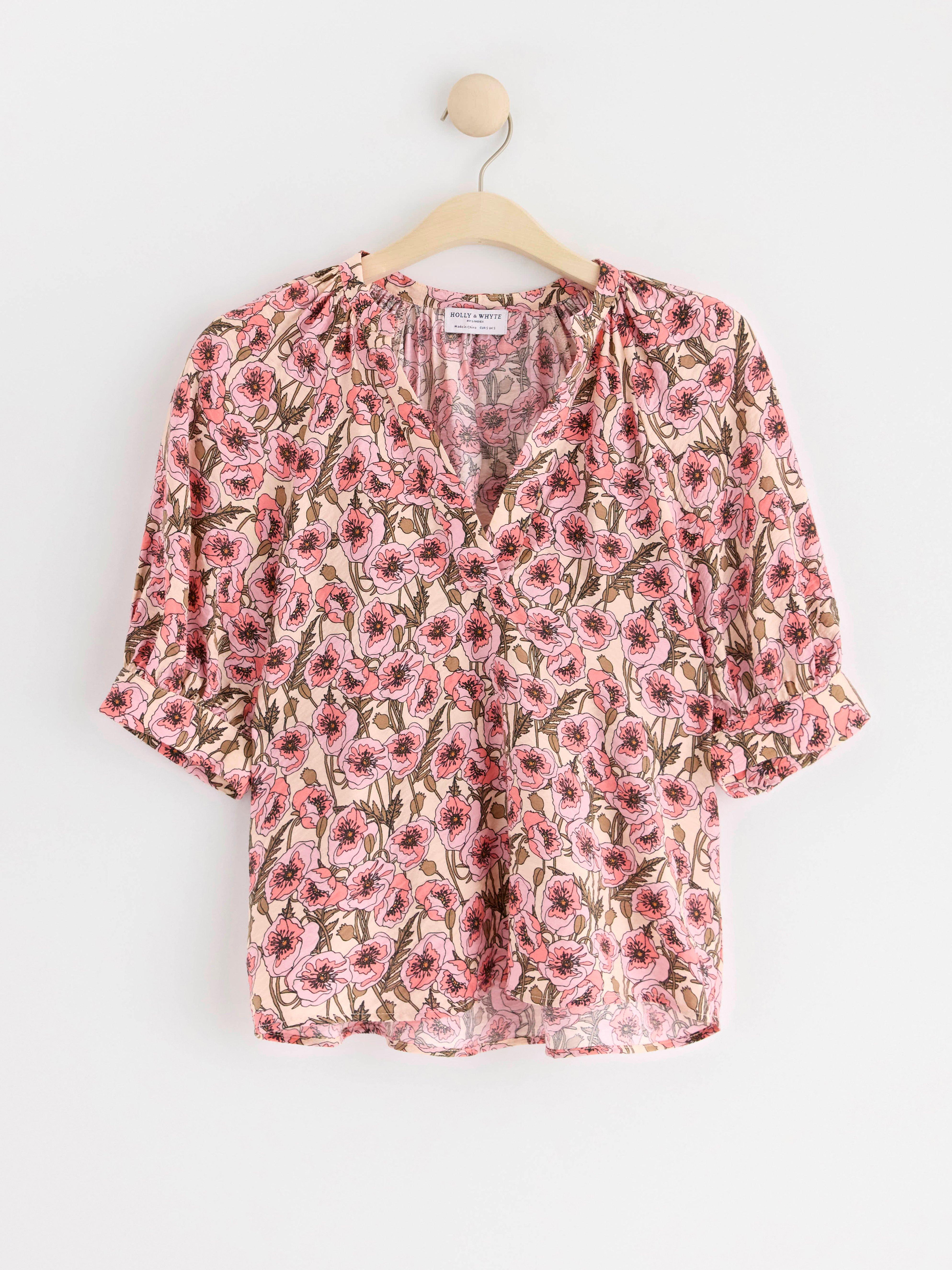 Blouse with puff sleeves Pink
