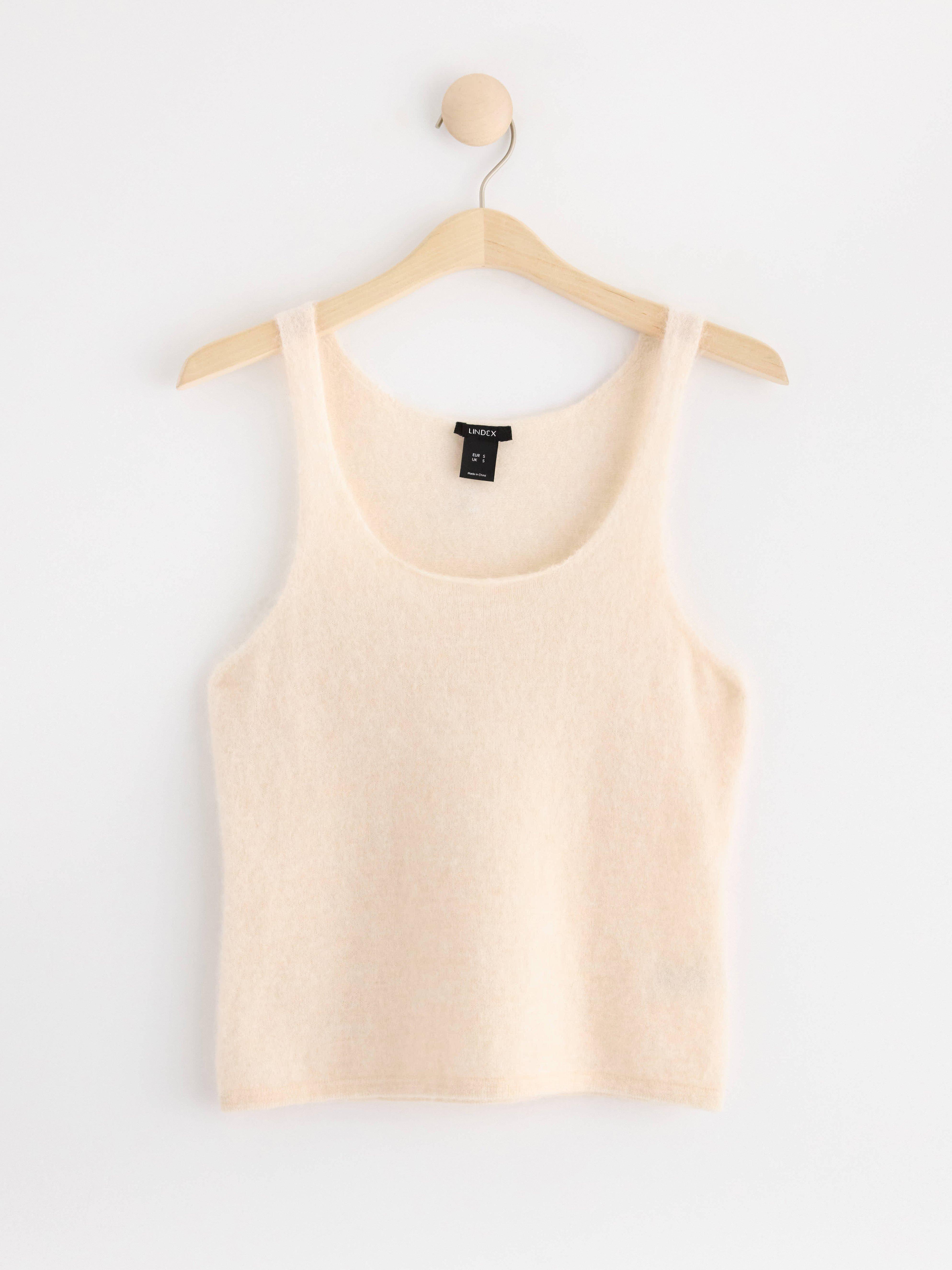 Knitted camisole in wool blend Off White