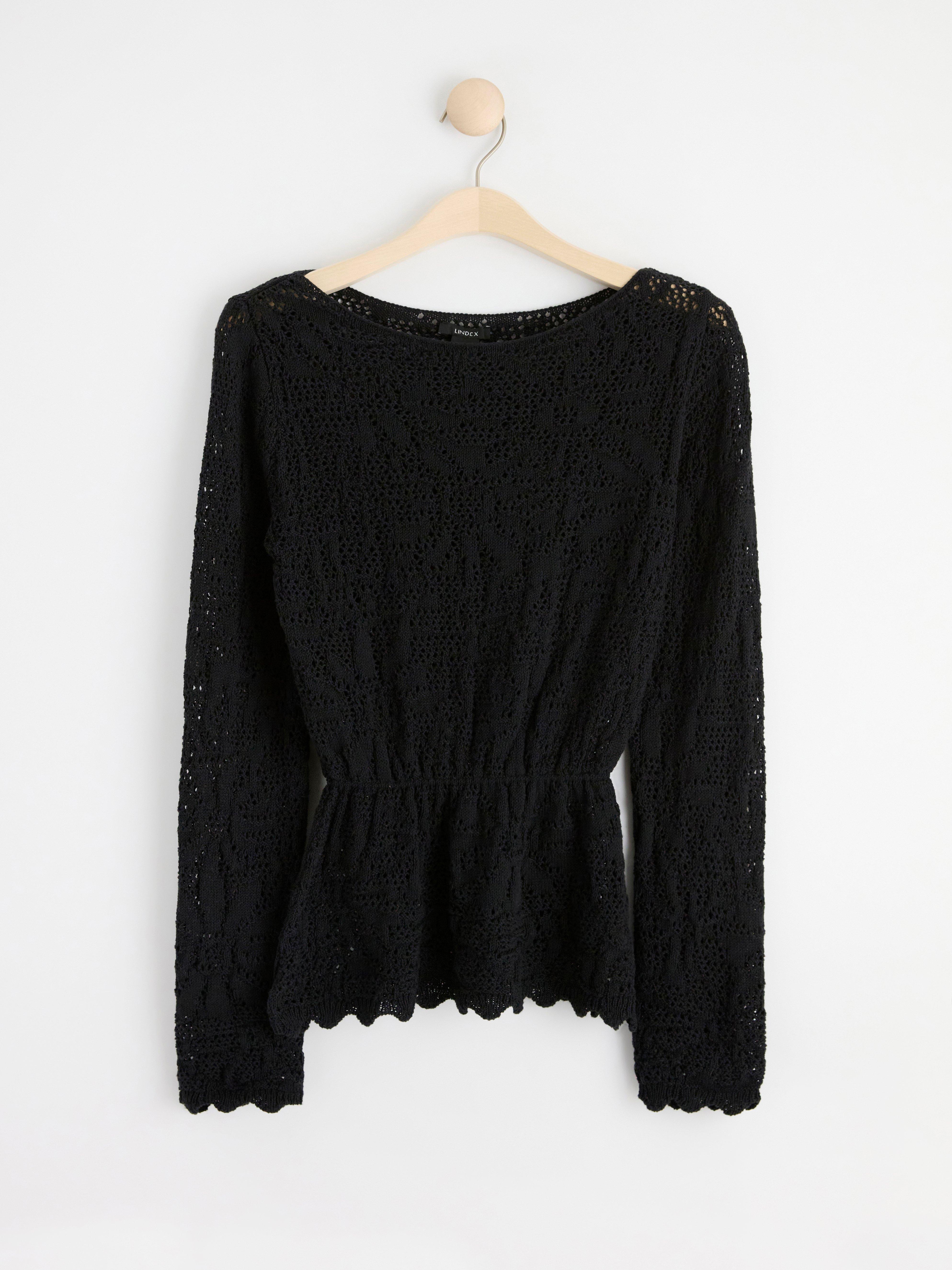 Long sleeve knitted top Black