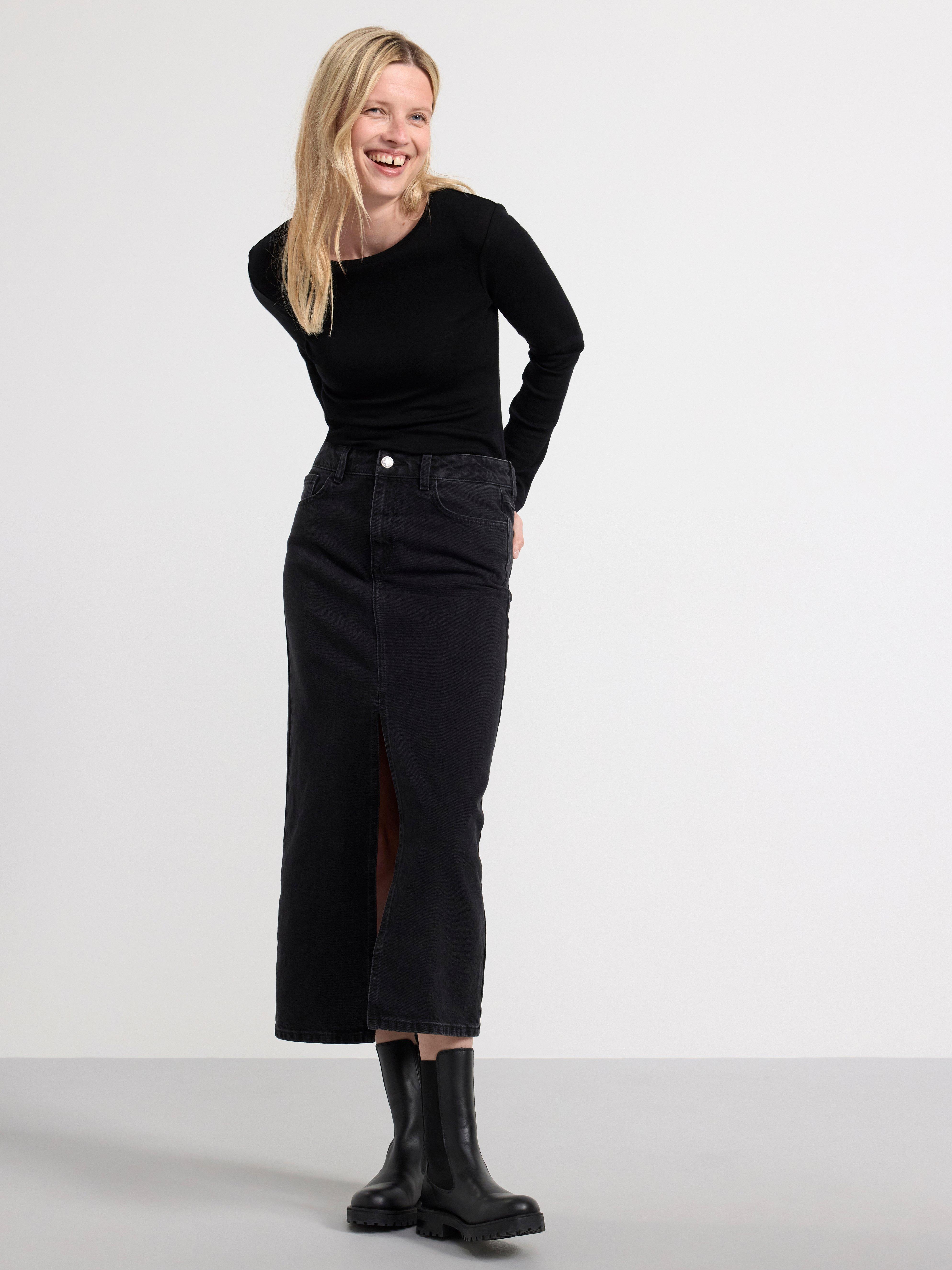 Denim maxi skirt Black