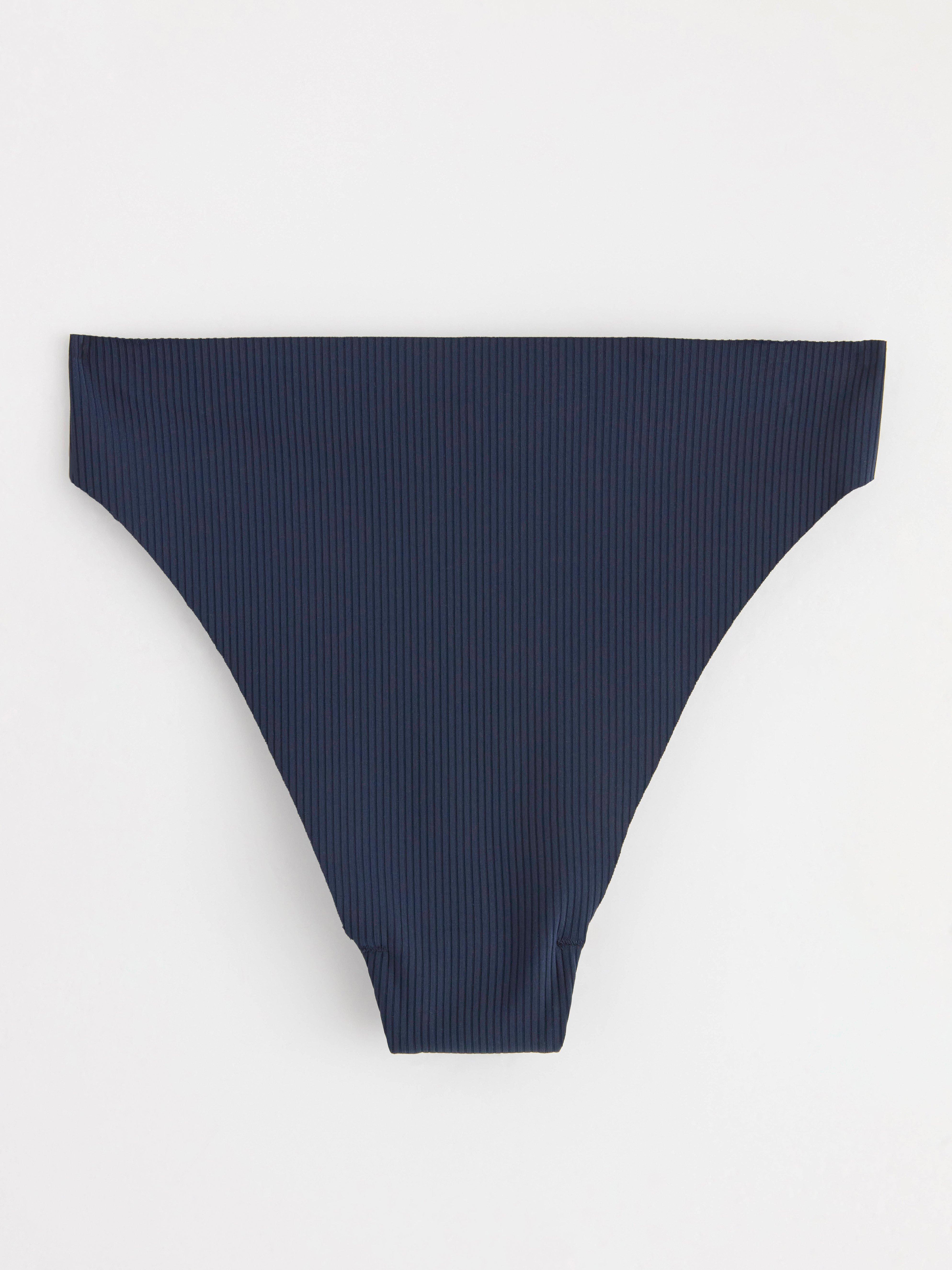 Ribbed seamless high waist thong Navy