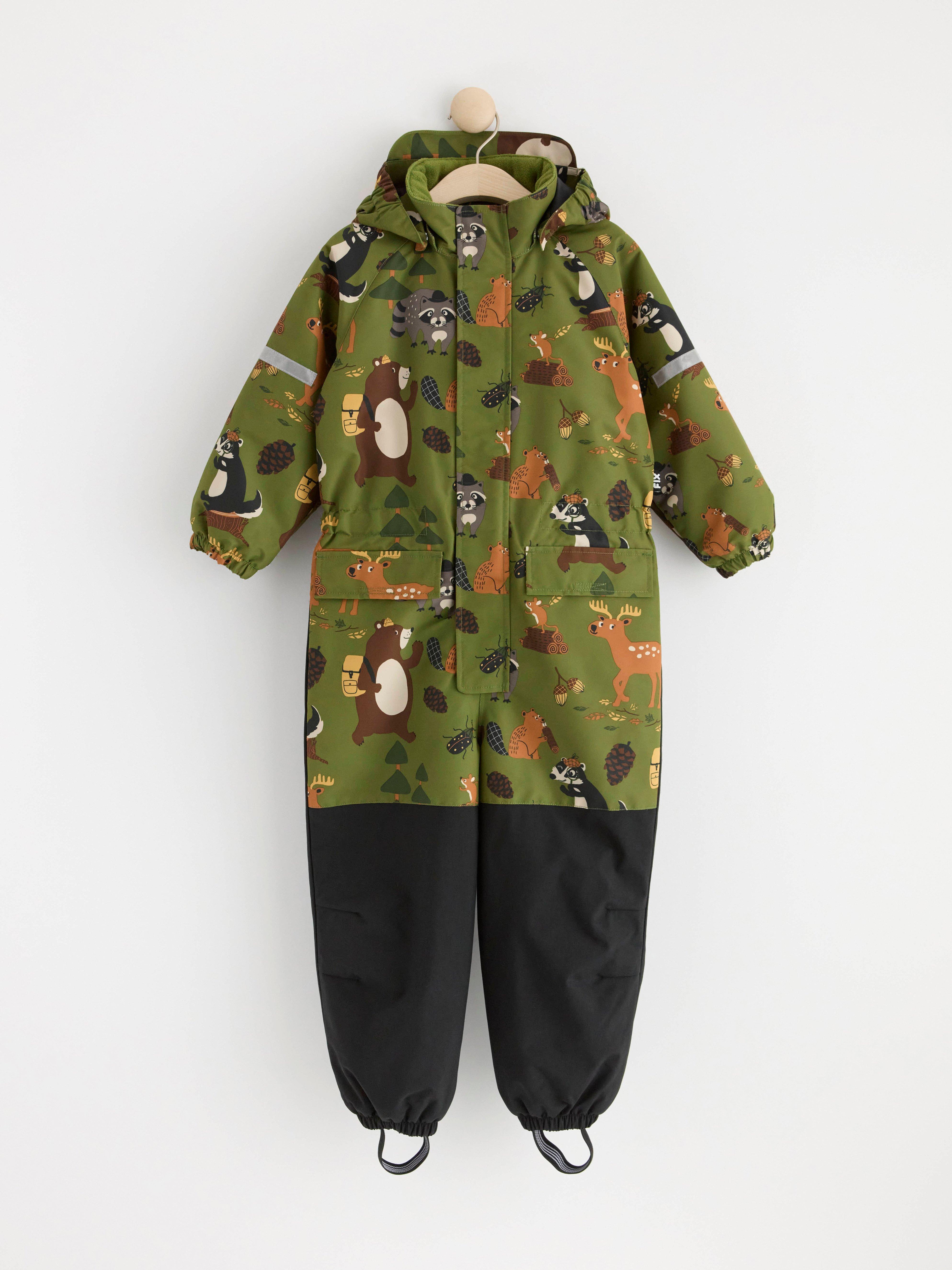 FIX Overall with animal print waterproof Dark Green