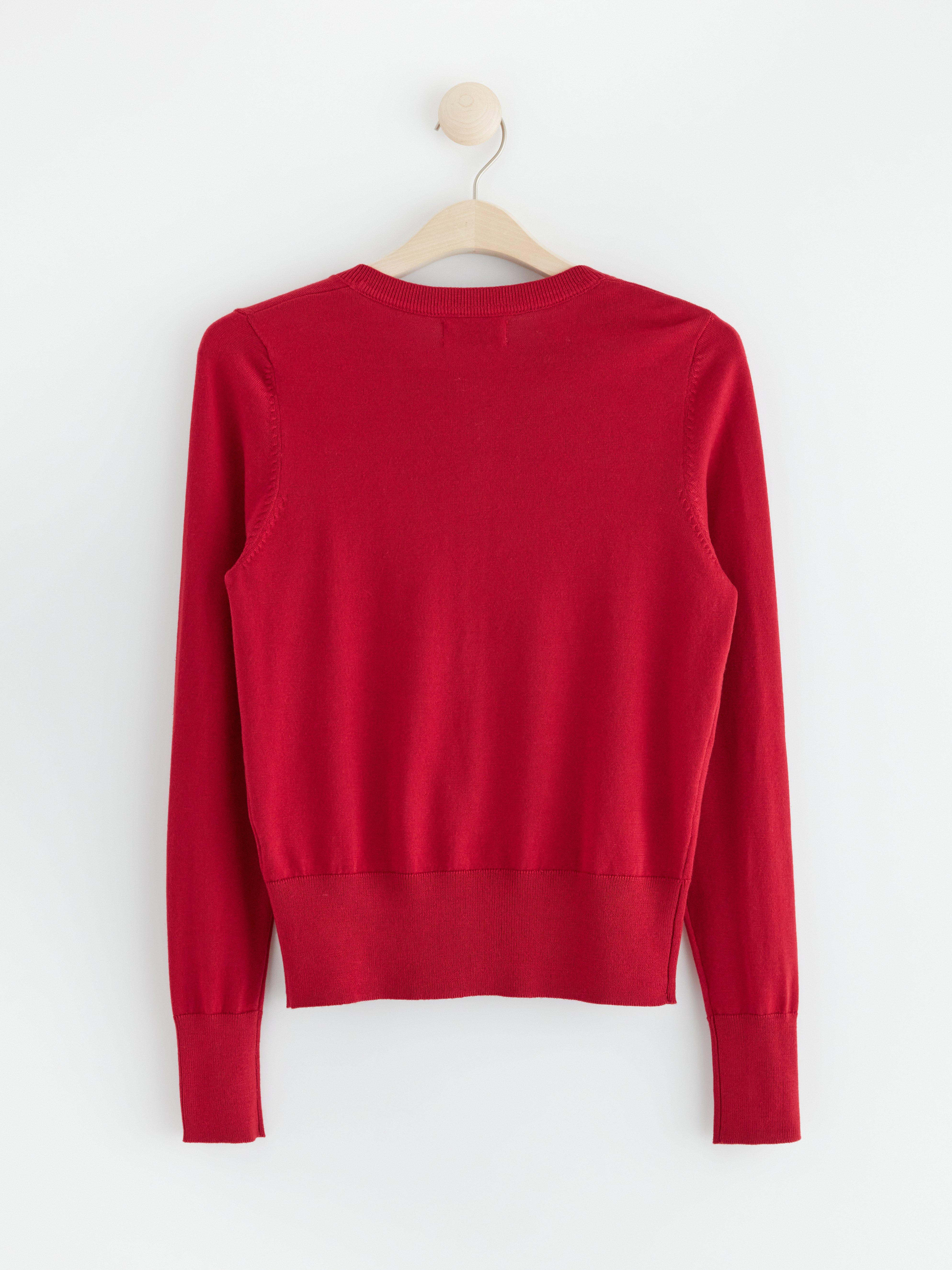 Fine-knit cardigan Red