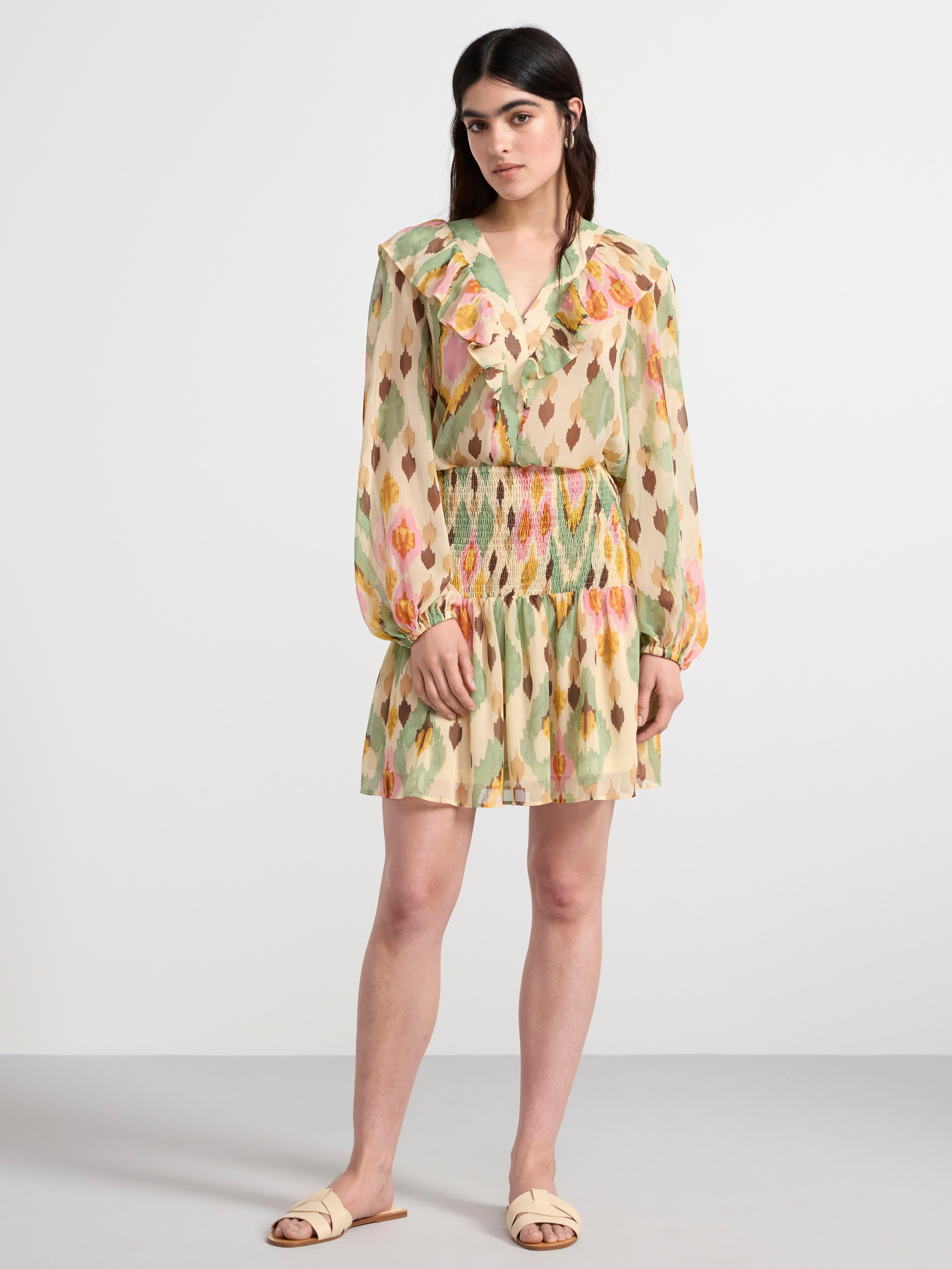 Long sleeve chiffon blouse Light beige