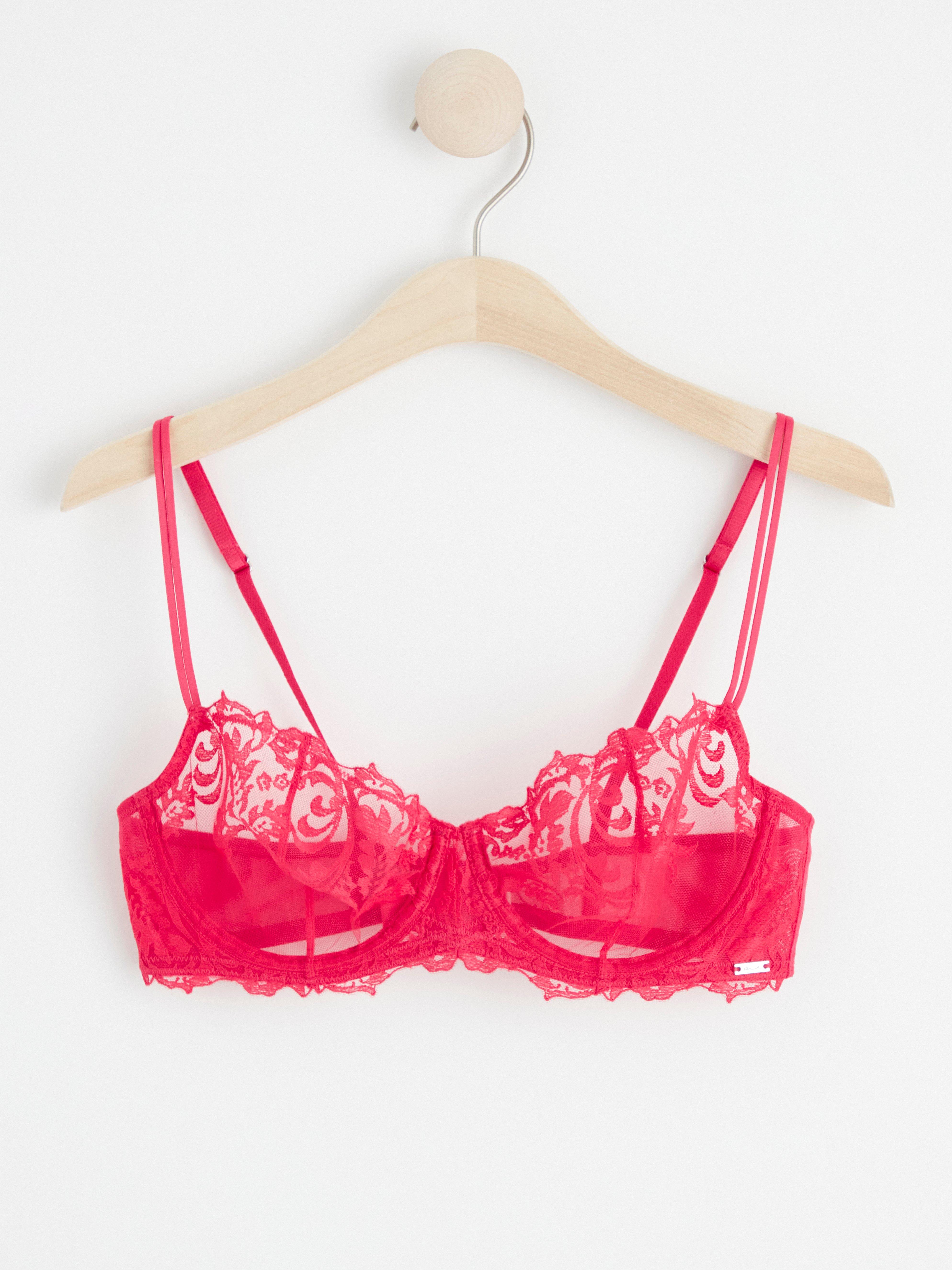 Senna unpadded bra with lace Red
