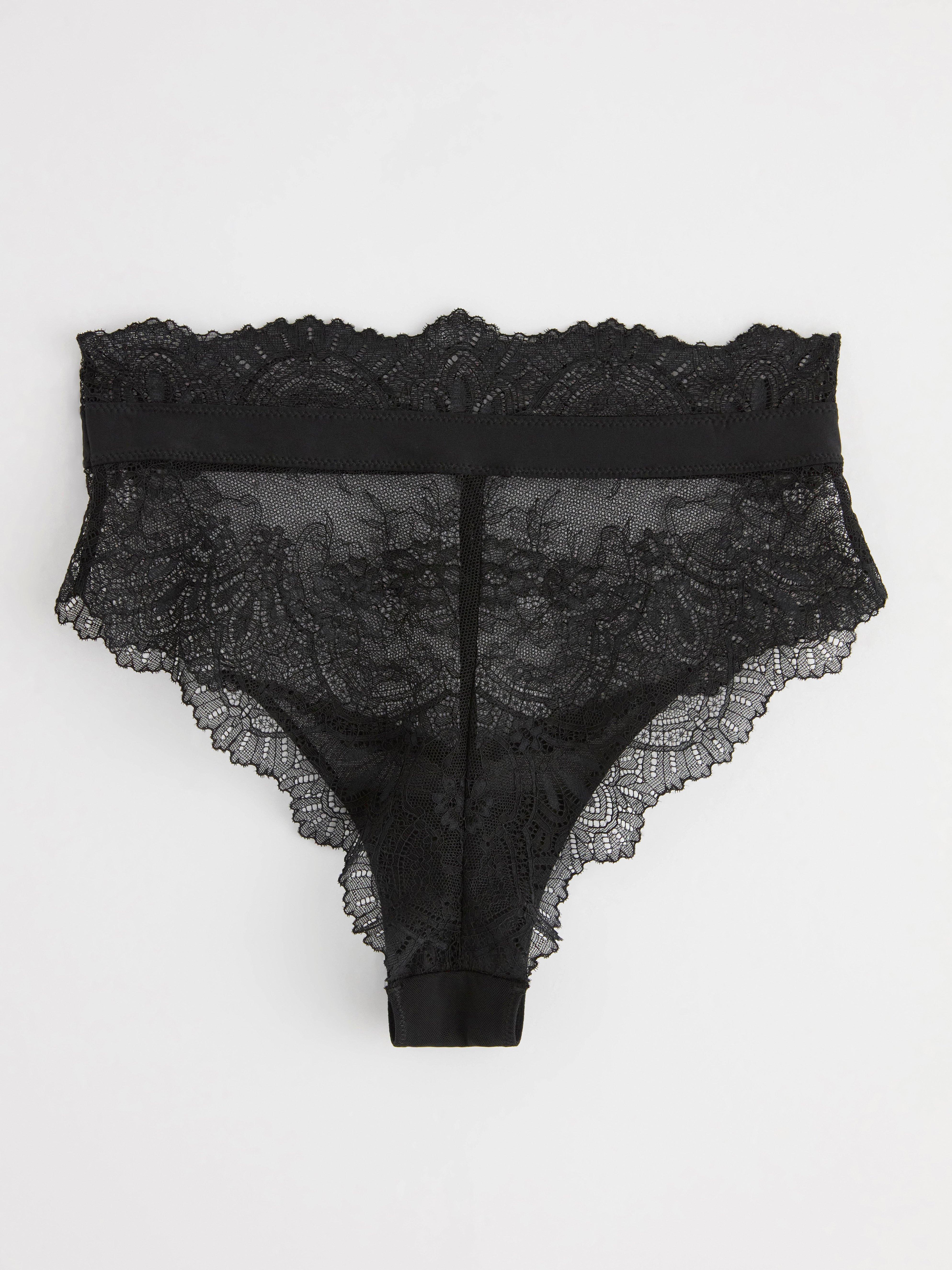 Brazilian briefs high waist with lace Black