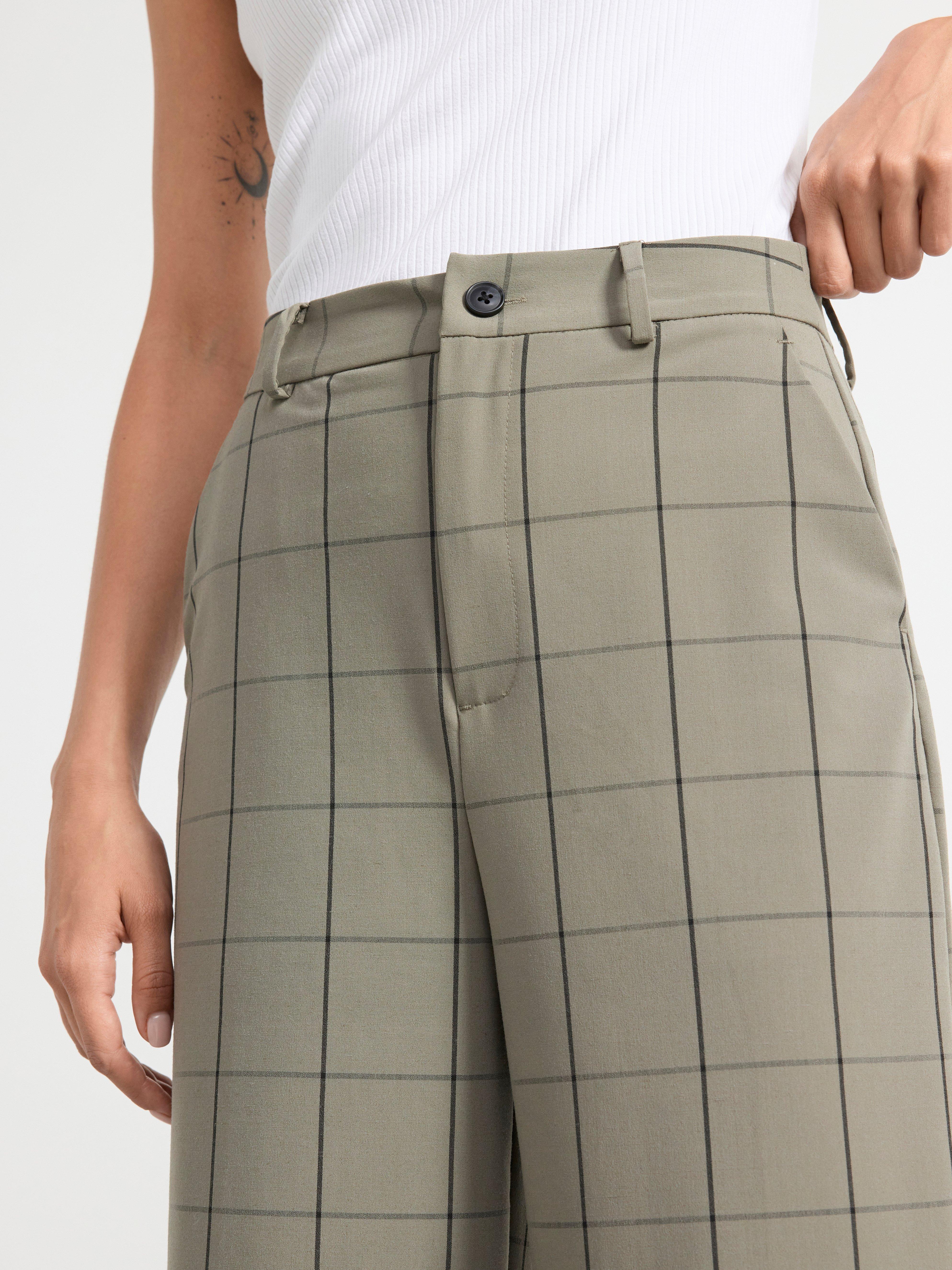 Trousers with high waist Dark Dusty Green