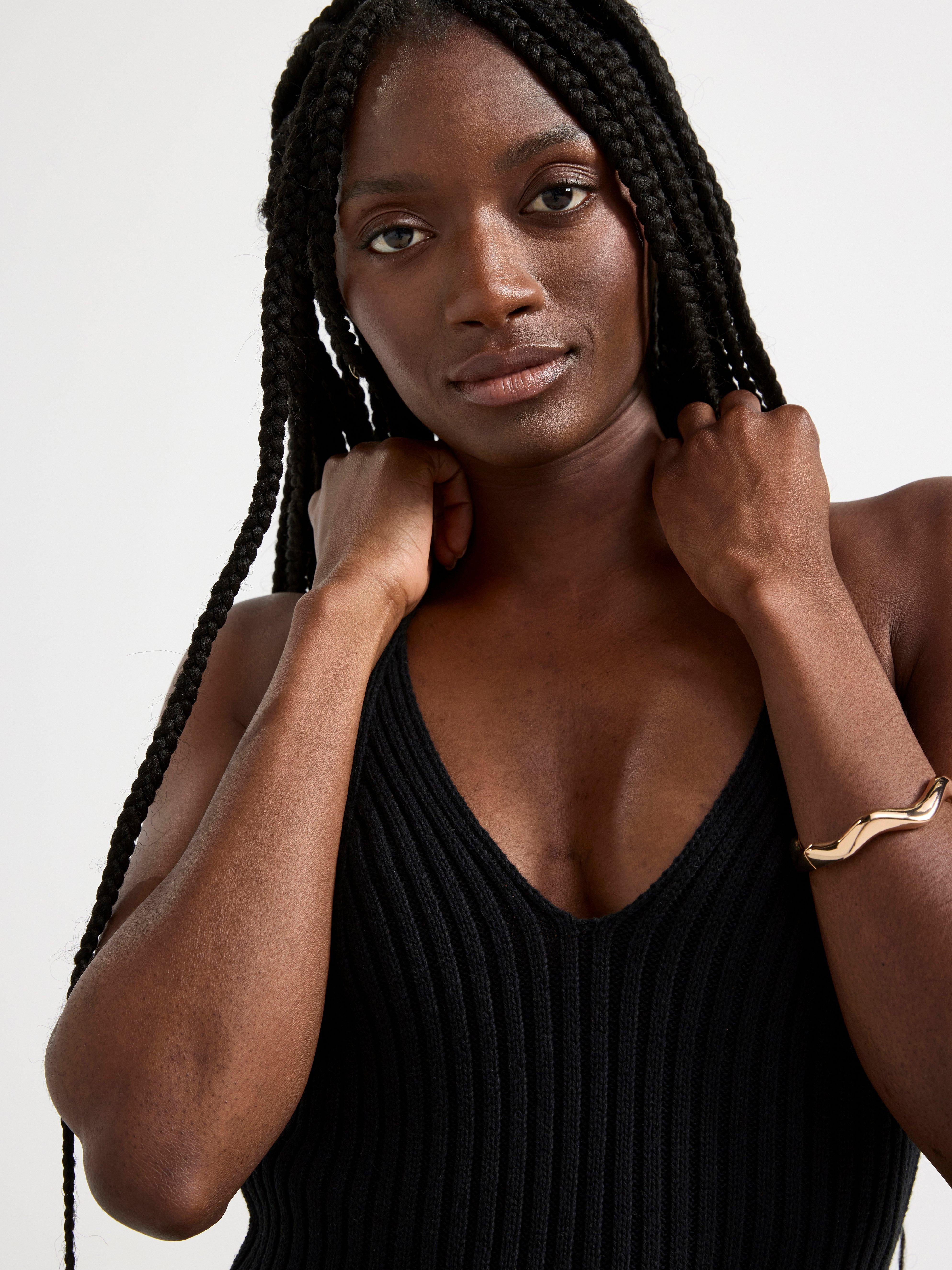 Strappy knitted mini dress Black