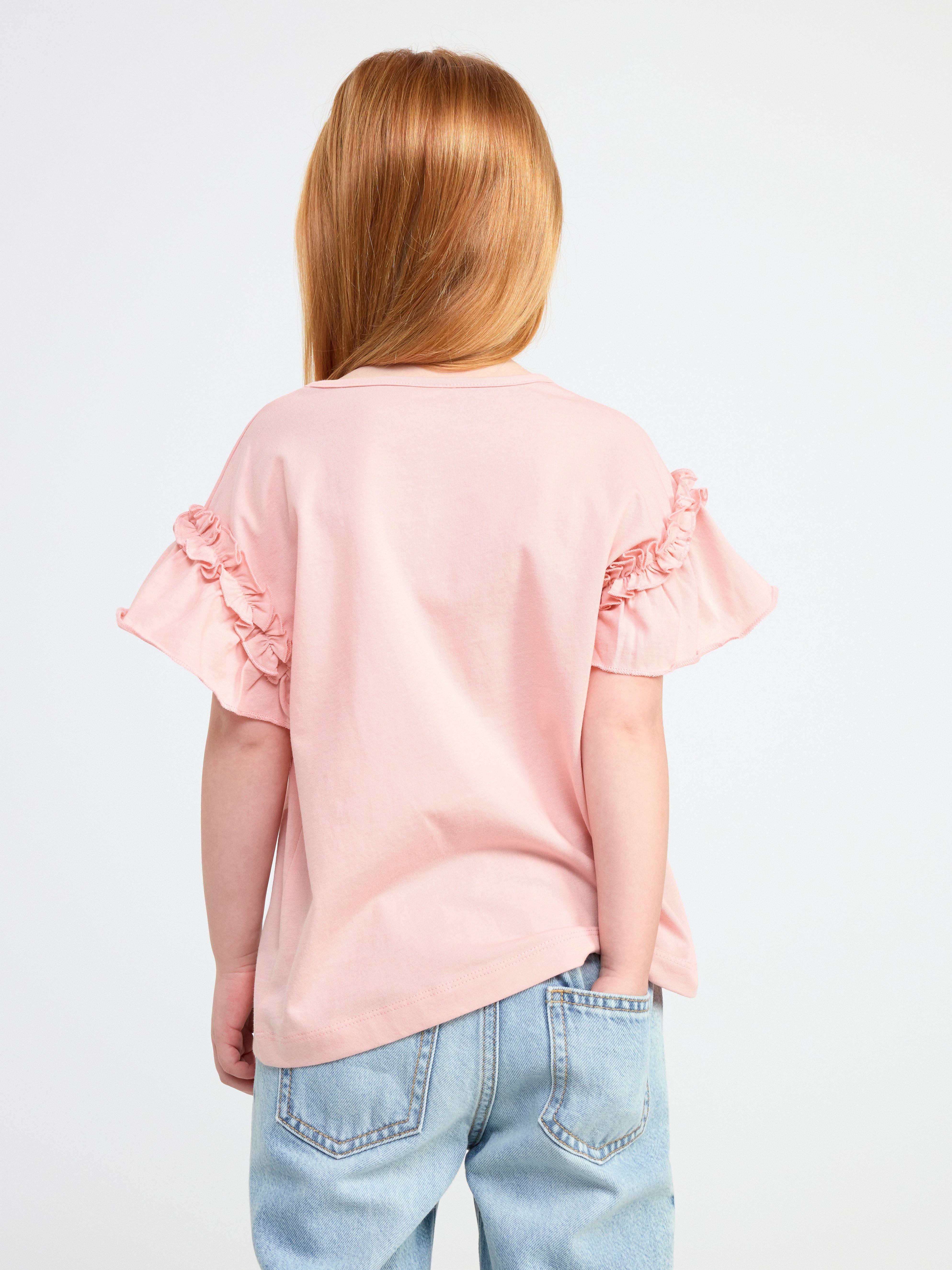 Short sleeve top with frills Light Pink