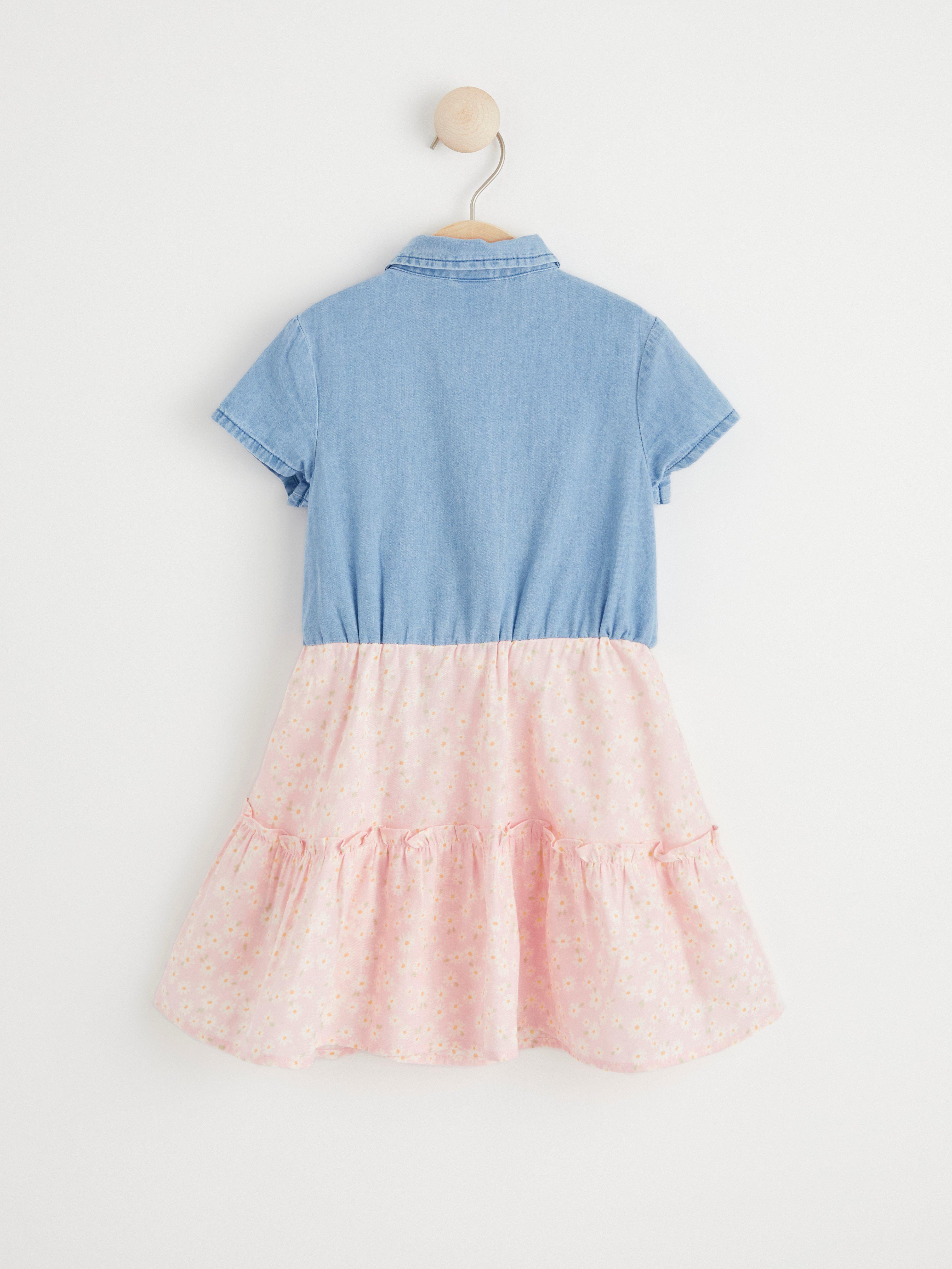 Short sleeve denim dress Light Dusty Pink