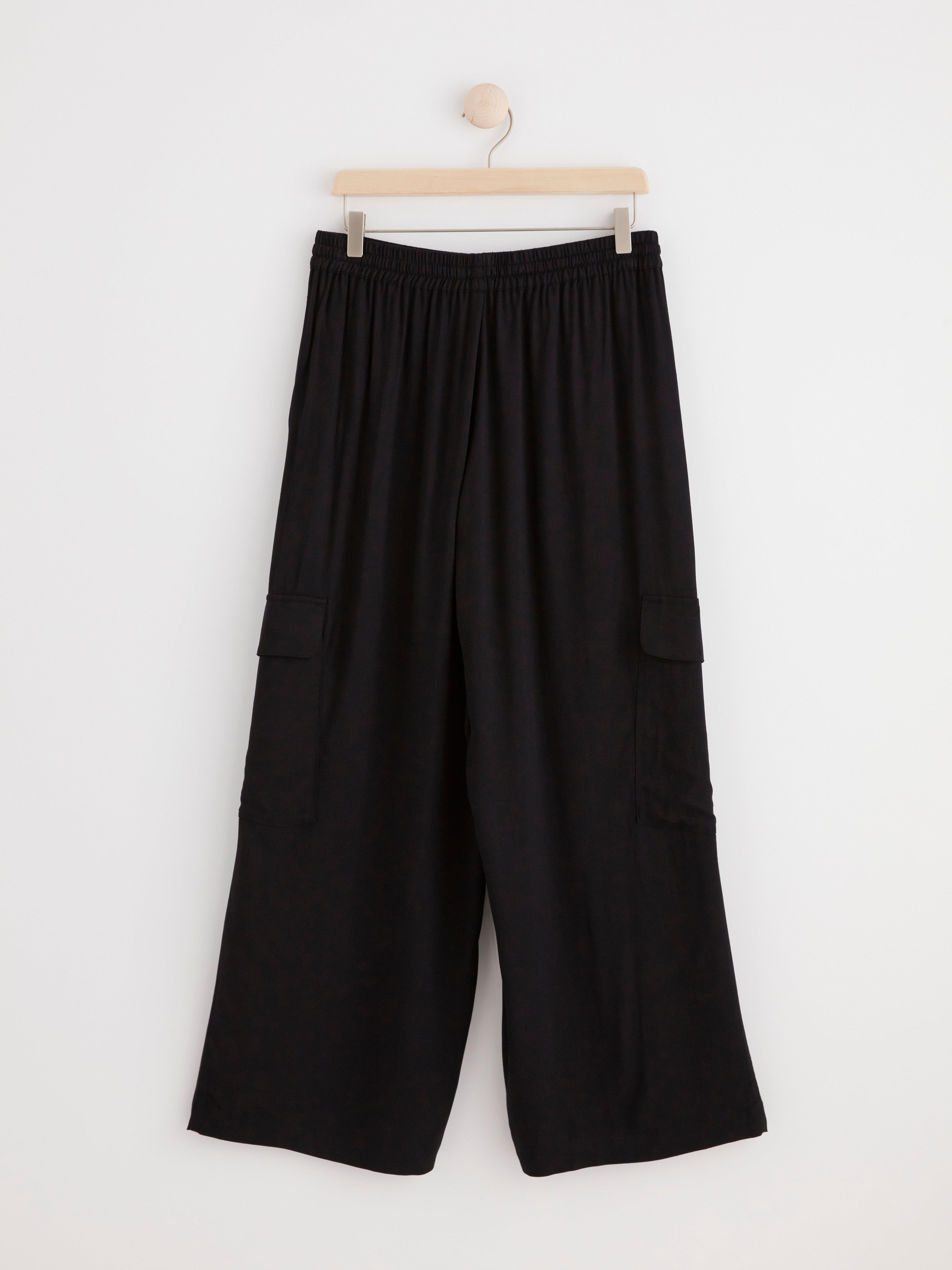Wide high waist utility trousers Black